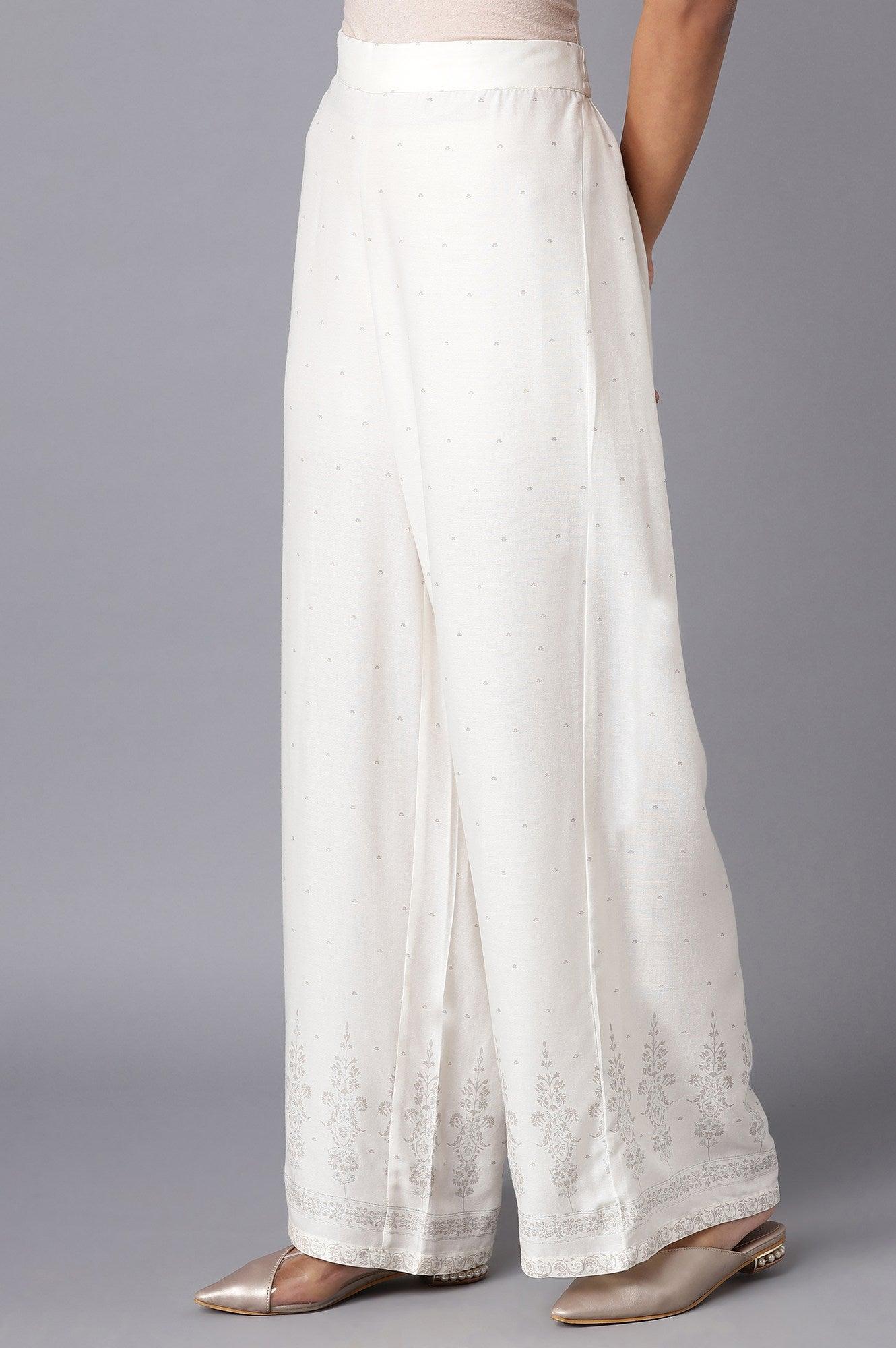 Ecru Parallel Pants with Grey Prints - Image 3