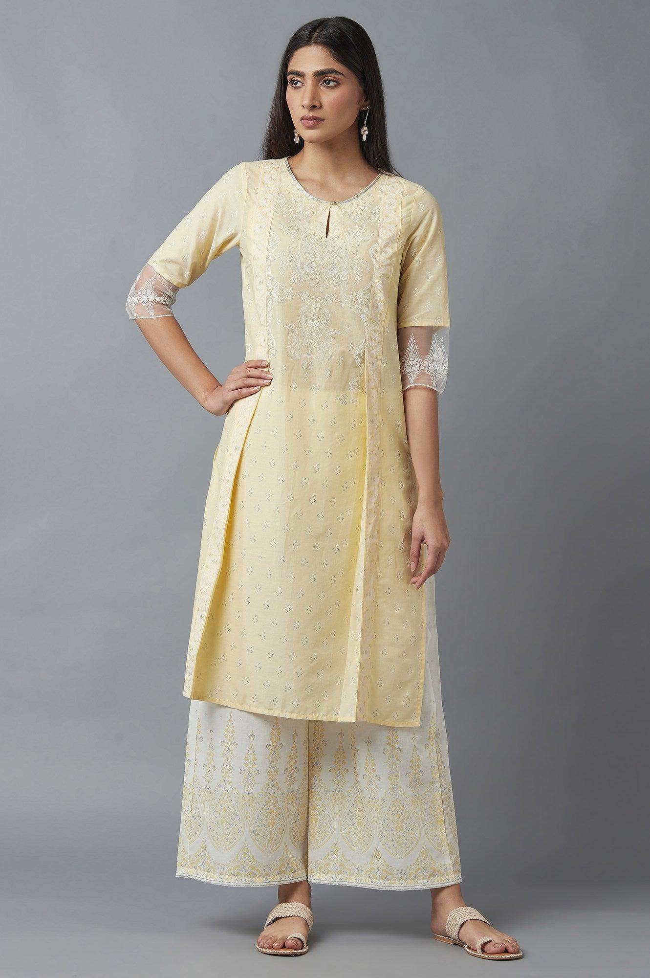 Ecru Parallel Pants with Yellow Prints - Image 5
