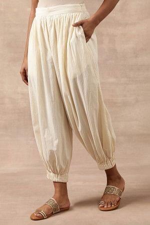 Ecru Pleated Hem Salwar Pants - Image 3