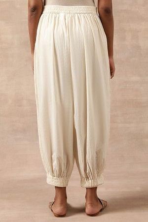 Ecru Pleated Hem Salwar Pants - Image 5