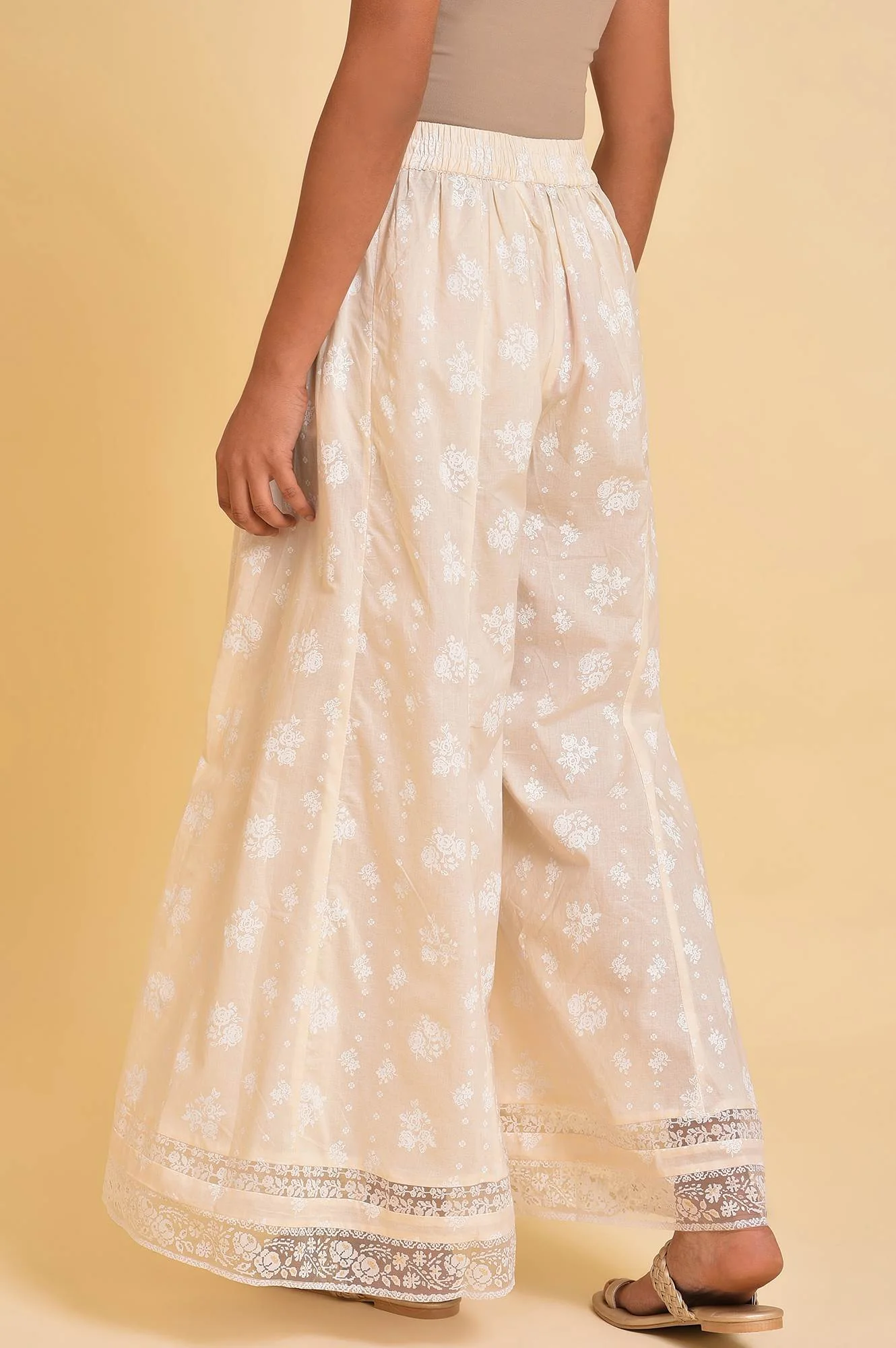 Ecru Printed Festive Culottes - Image 2