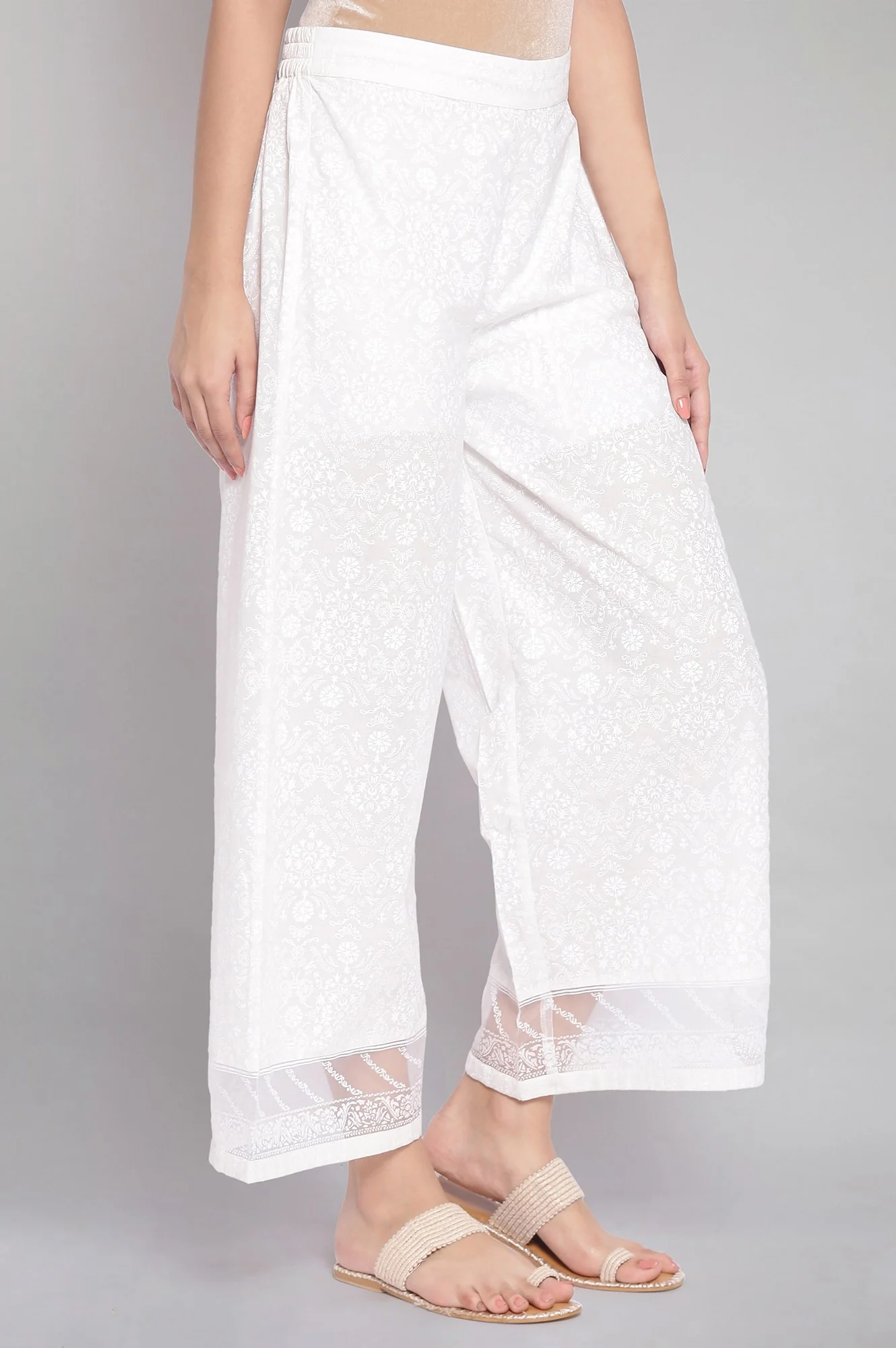 Ecru Printed Parallel Pants - Image 4