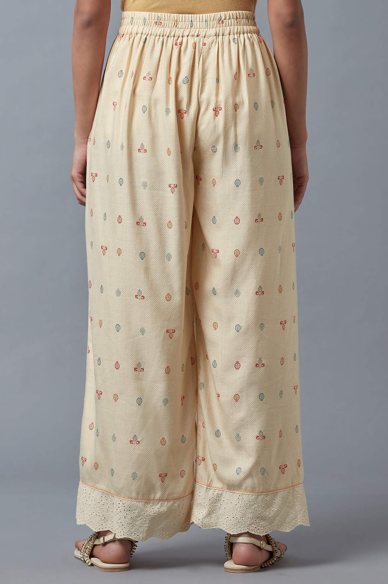 Ecru Printed Parallel Pants - Image 2