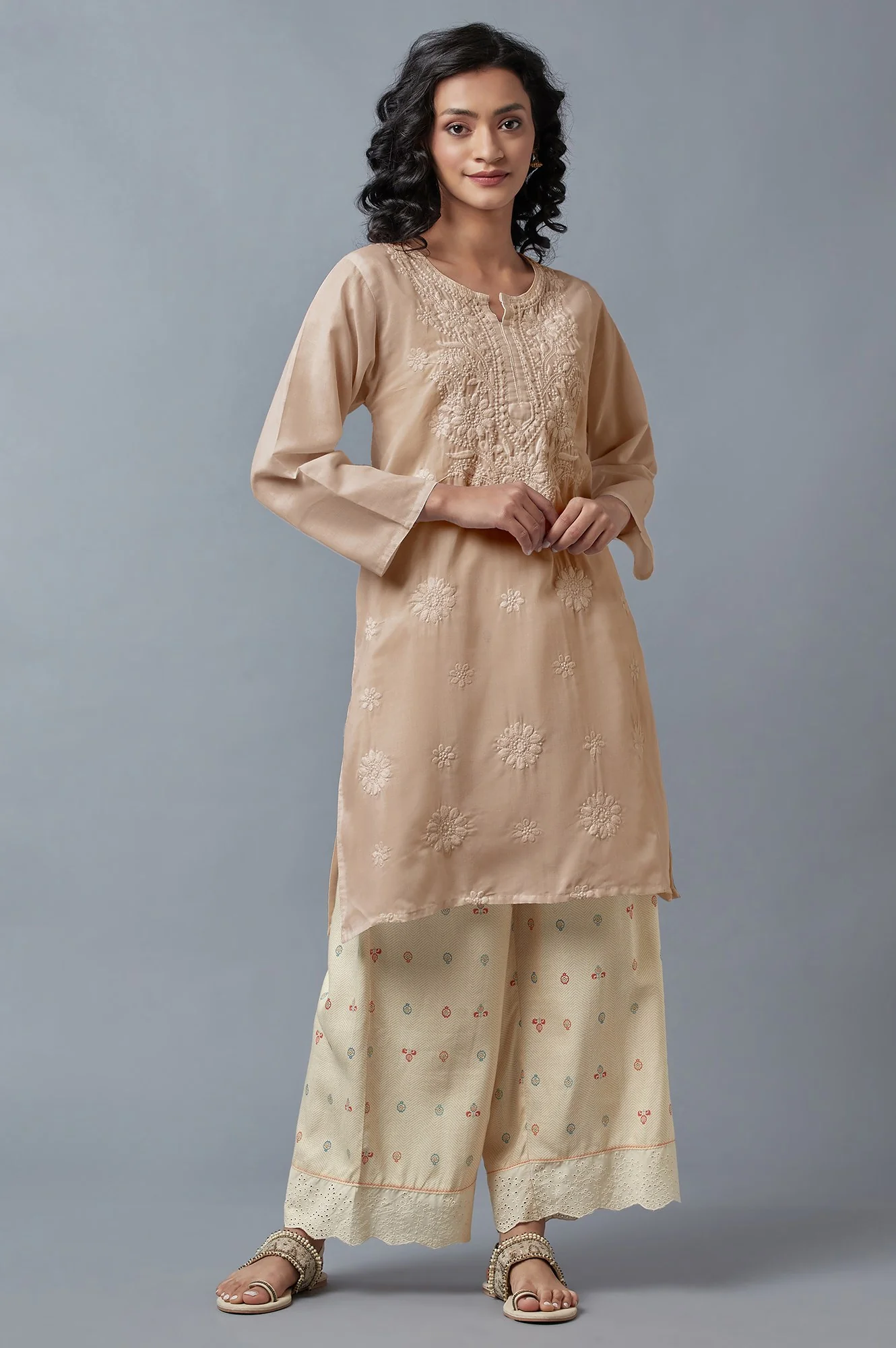 Ecru Printed Parallel Pants - Image 5