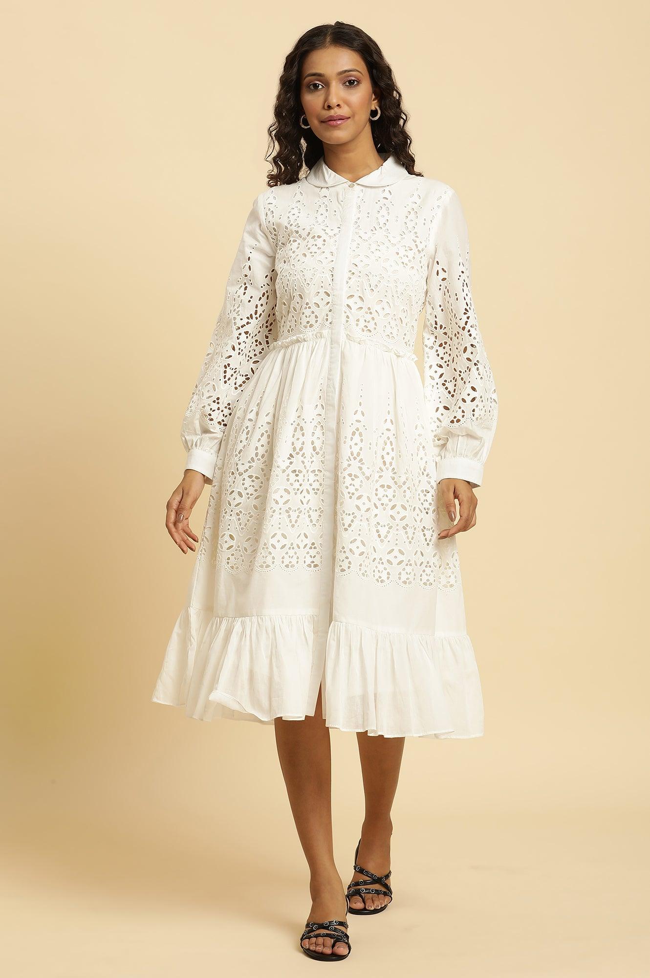 Ecru Schiffli Western Dress - Image 2