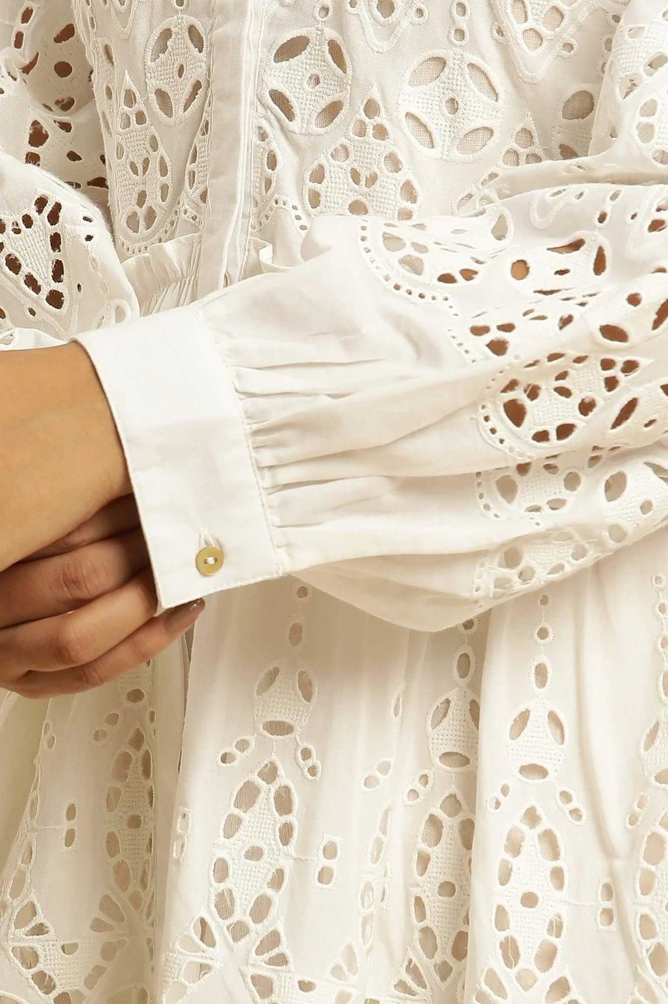 Ecru Schiffli Western Dress - Image 7