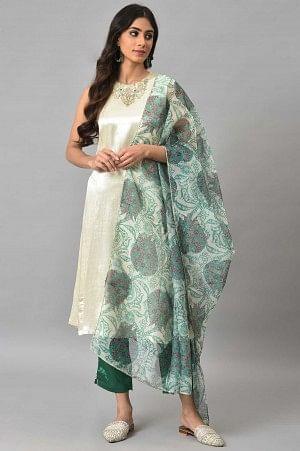 Ecru Sleeveless Ethnic kurta Set - Image 10