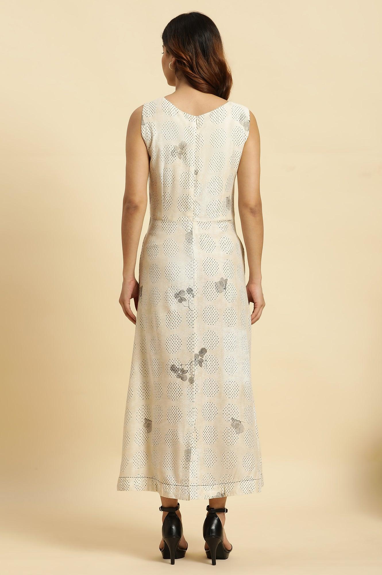Ecru Sleeveless Western Long Dress - Image 4