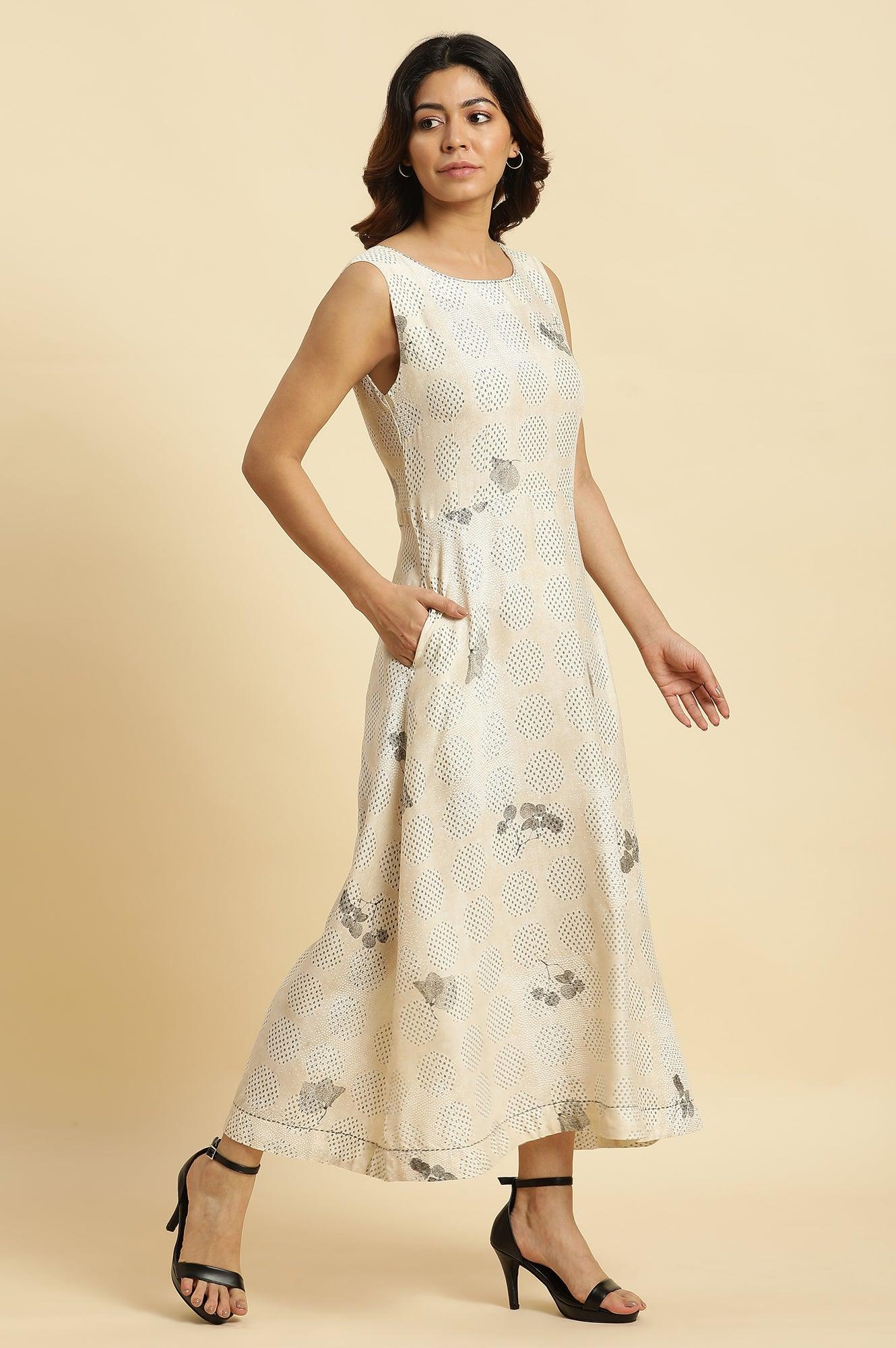 Ecru Sleeveless Western Long Dress - Image 5