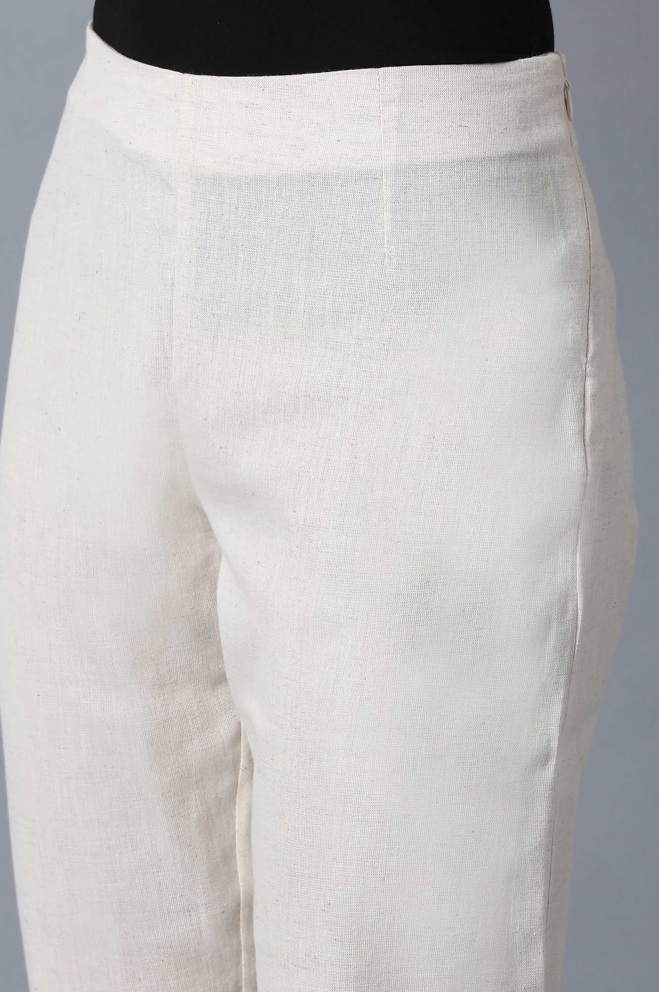 White Cotton Slim Pants - Image 6
