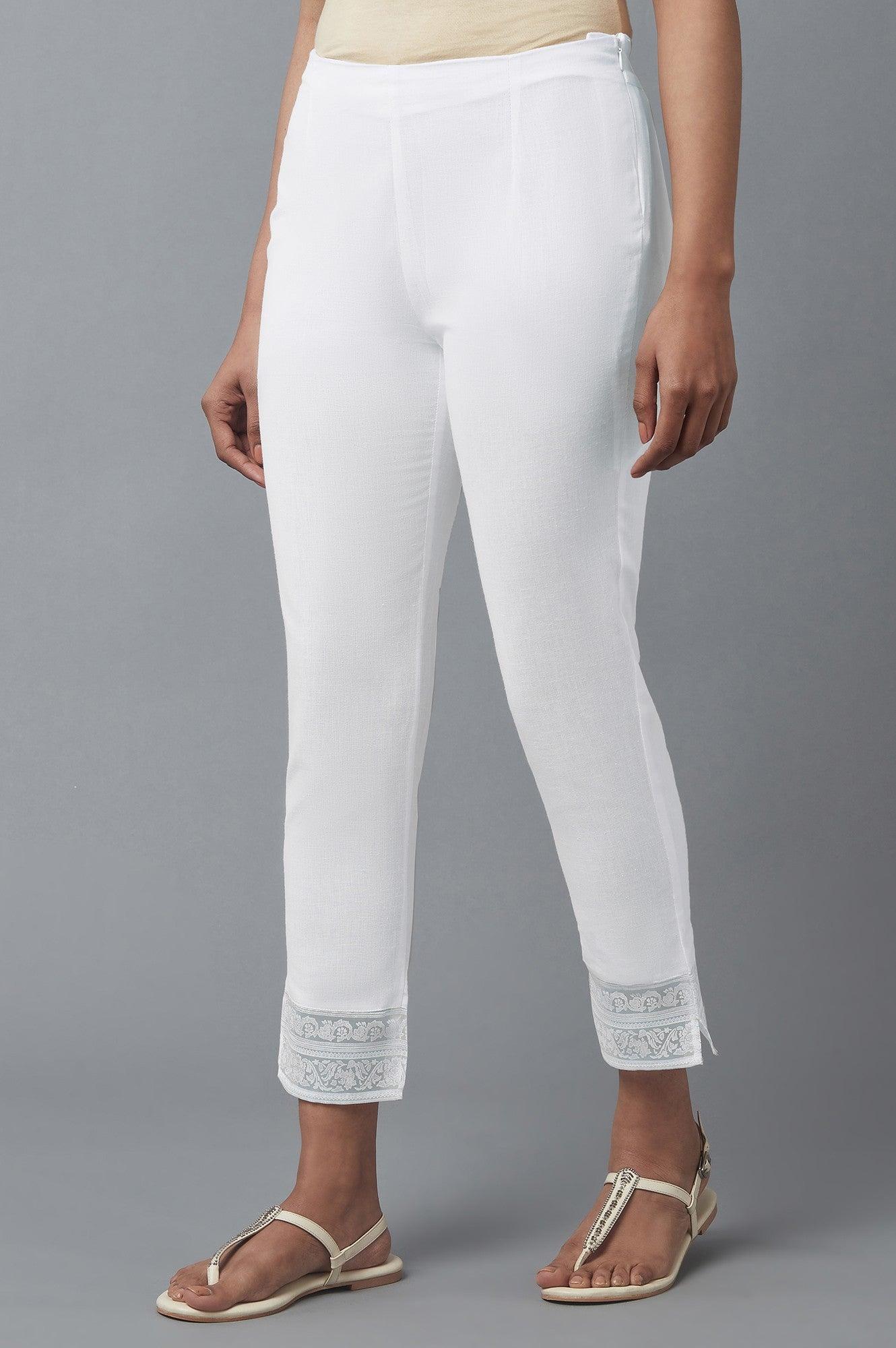 Ecru Slim Pants with Brasso Panel - Image 3