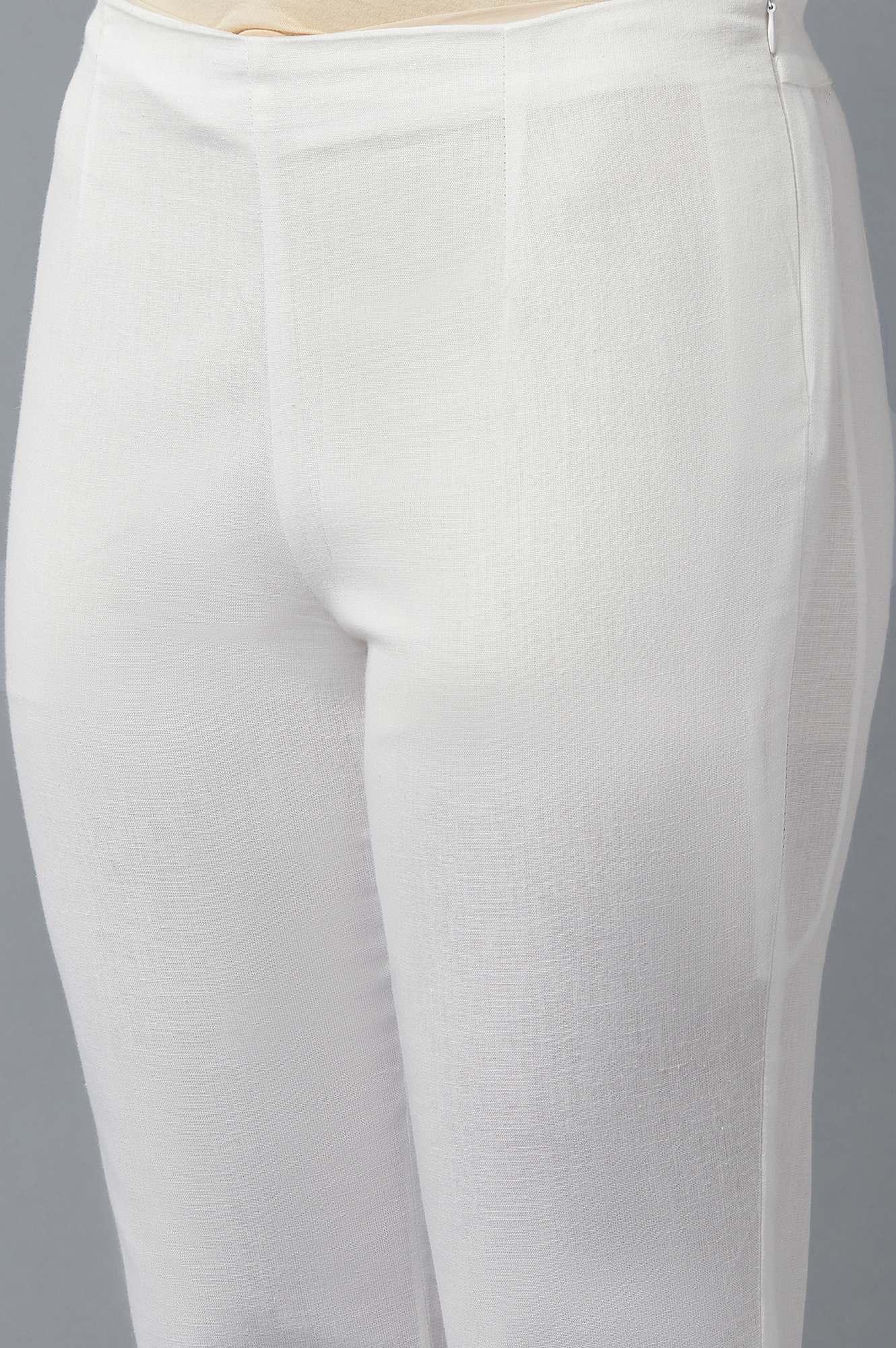 Ecru Slim Pants with Brasso Panel - Image 6