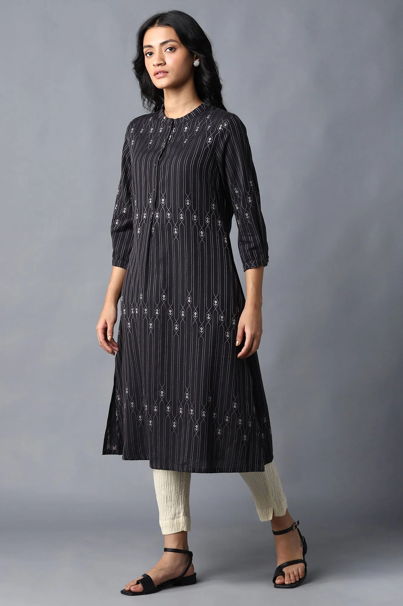 Cream Slim Pants With Full Elastication - Image 5