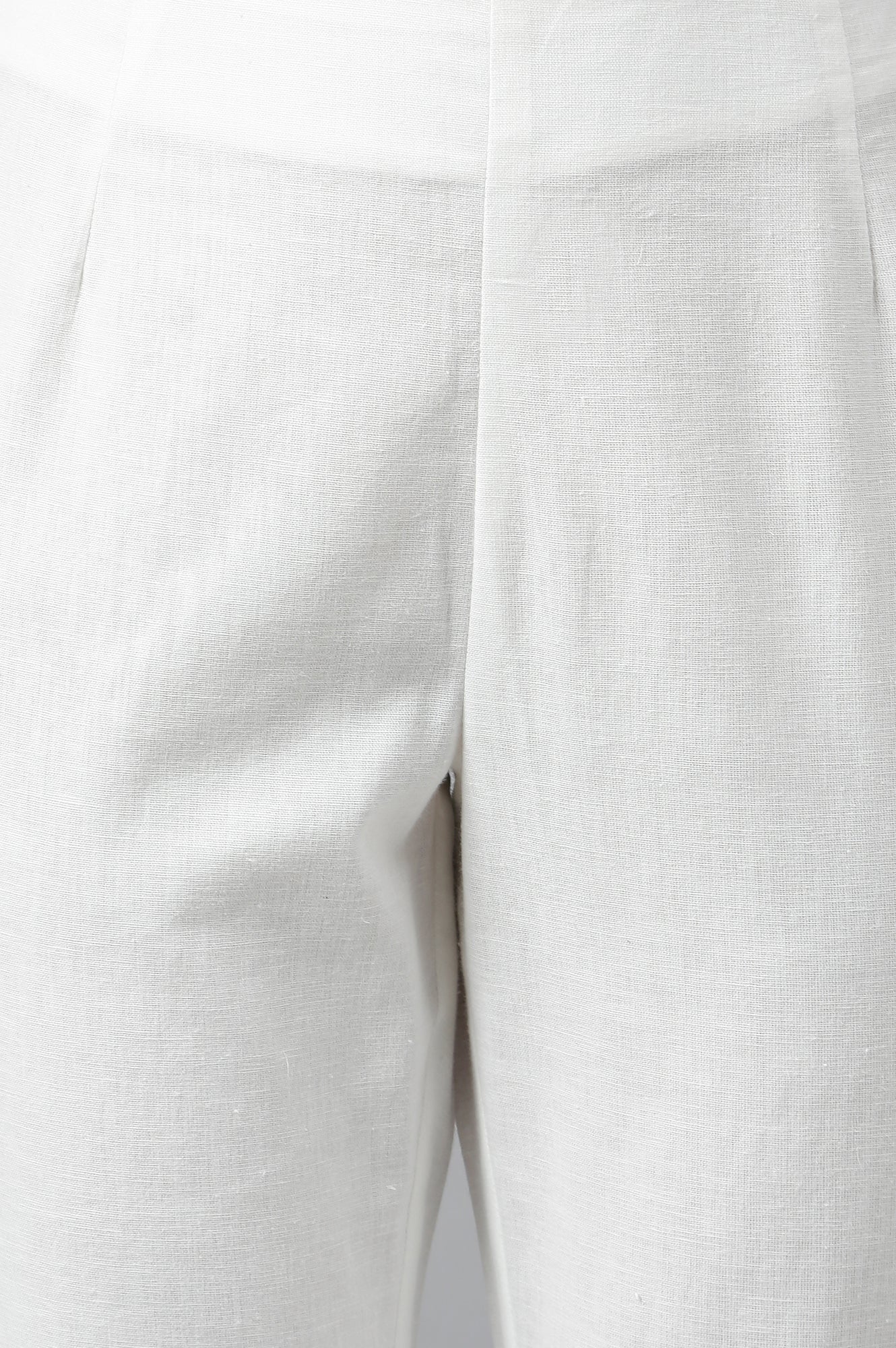 Ecru Slim Pants With Lace - Image 9