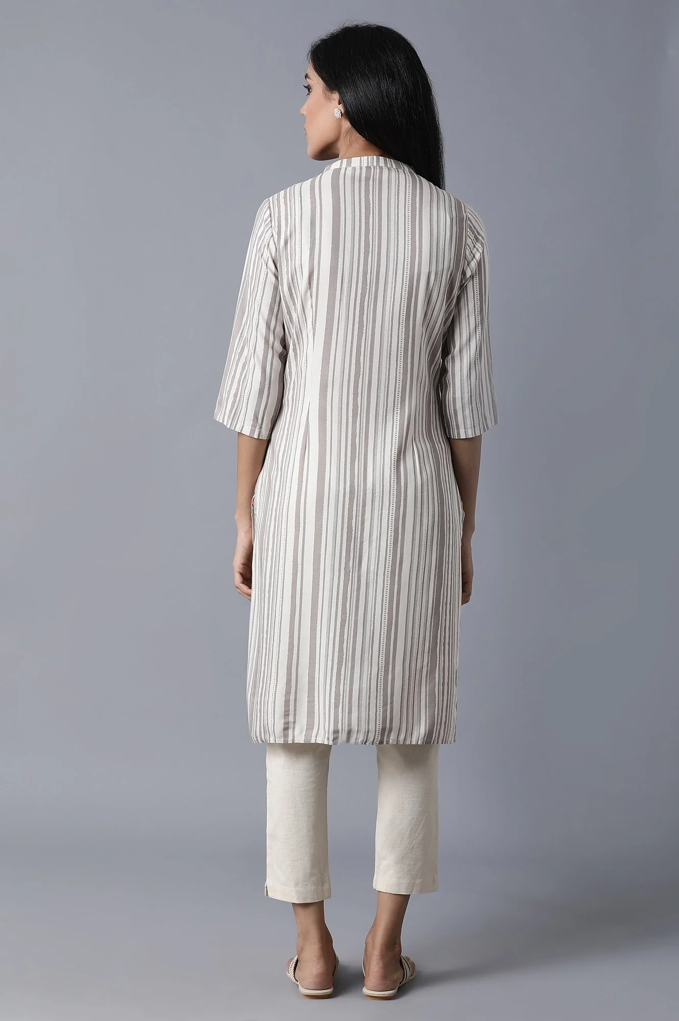 Ecru Straight Kurta - Image 2
