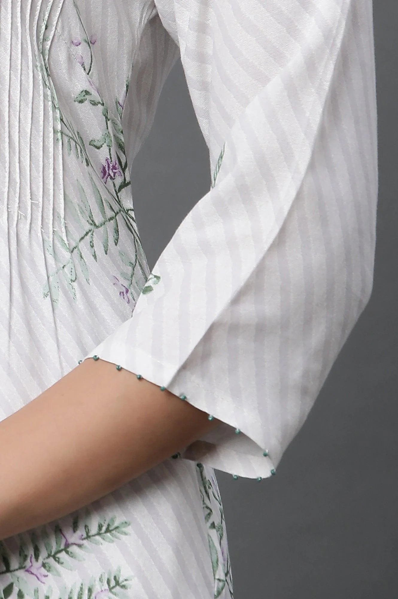 Ecru Straight Printed Kurta And Pants Set - Image 7
