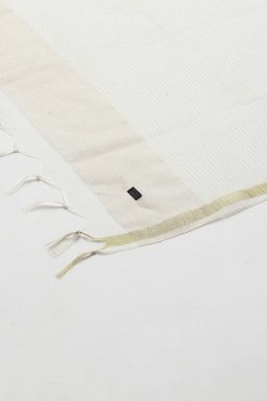 Ecru Stripe Weave Jacquard Dupatta - Image 5