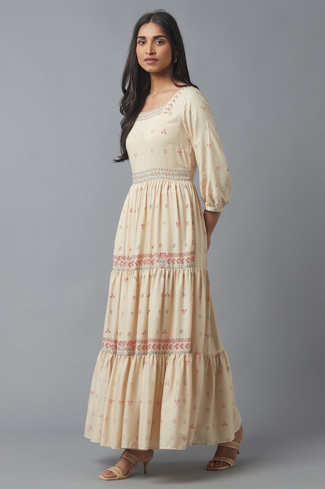 Ecru Tiered Dress - Image 3