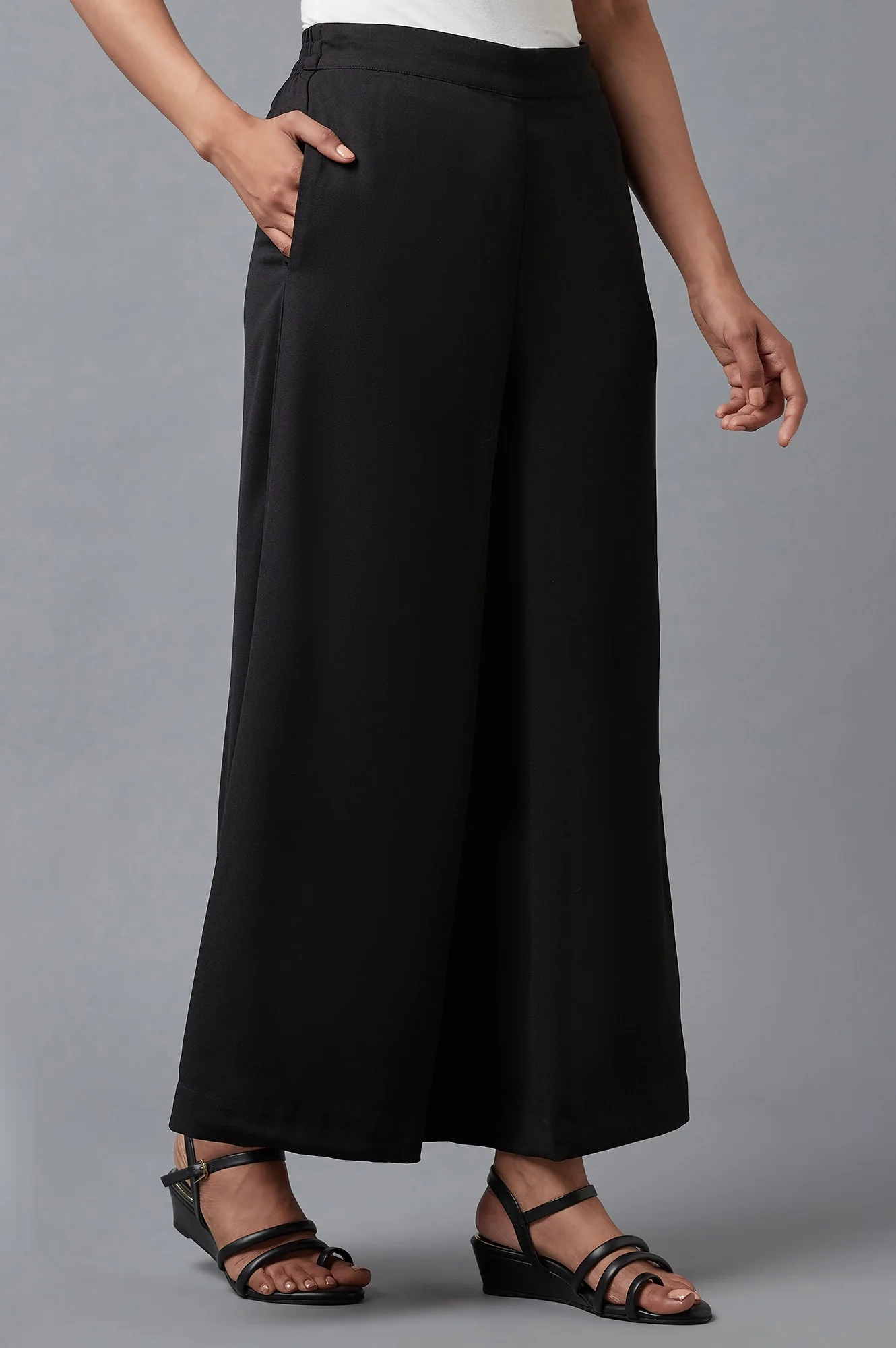 Black Wide Leg Moss Flared Pants - Image 4
