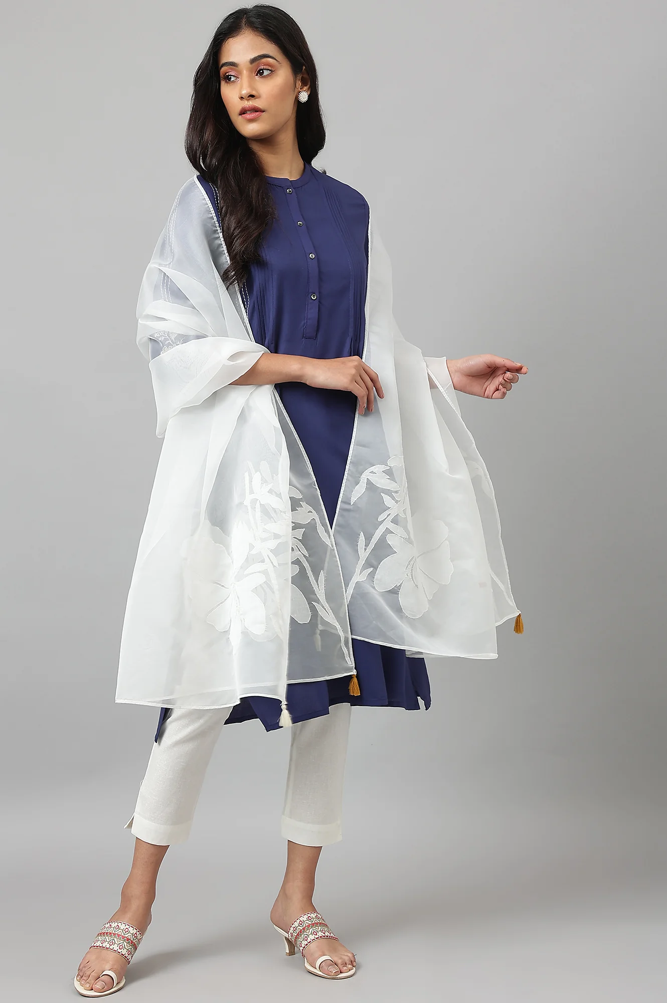 Ecru Women Organza Drape - Image 3