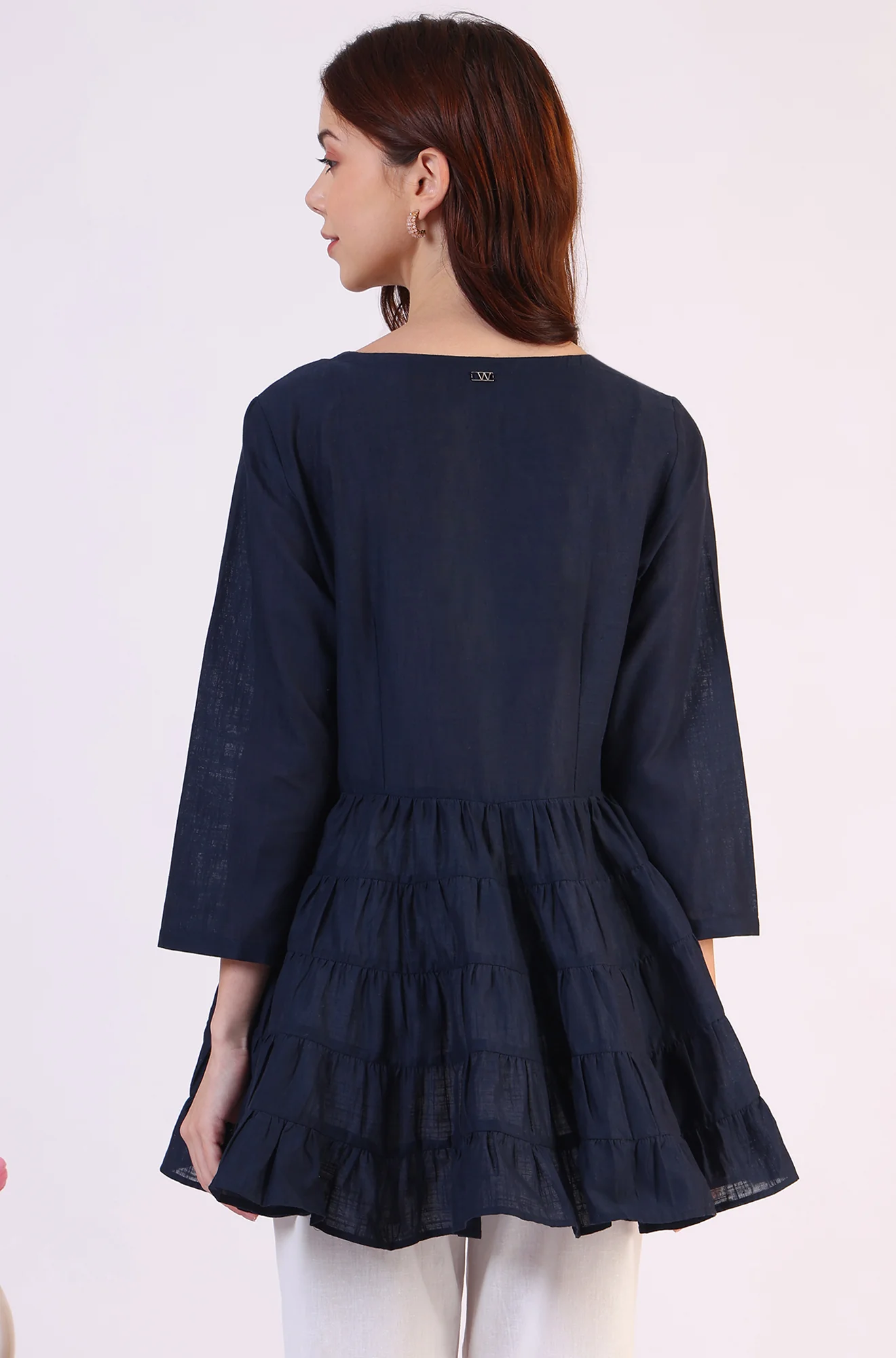 Embroidered Flared Pure Cotton Top - Image 6