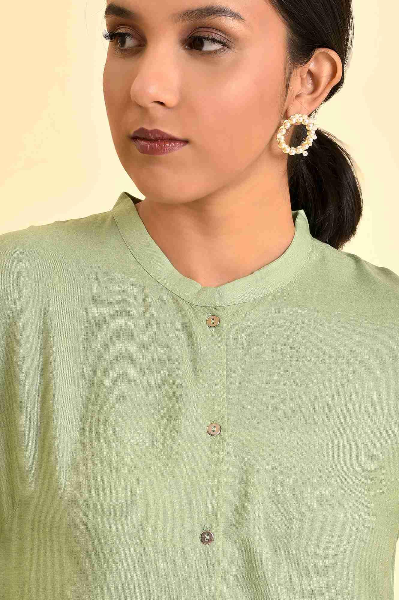 Fern Green Printed Kurta And Pants Set - Image 6