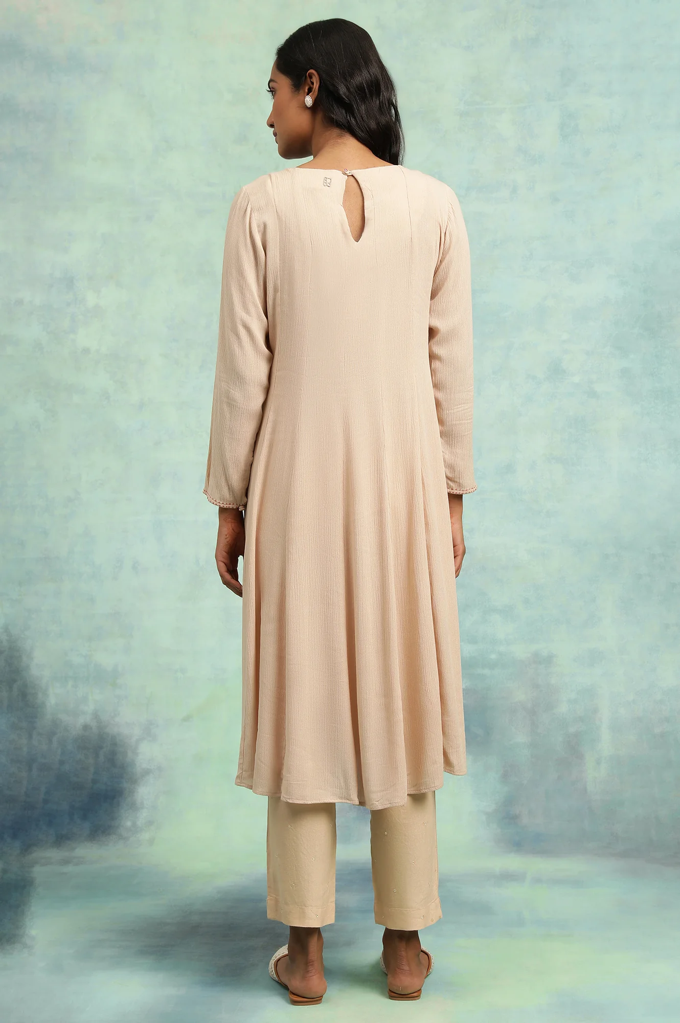 Flared Rayon Crepe kurta With Elaborate Embroidery - Image 2