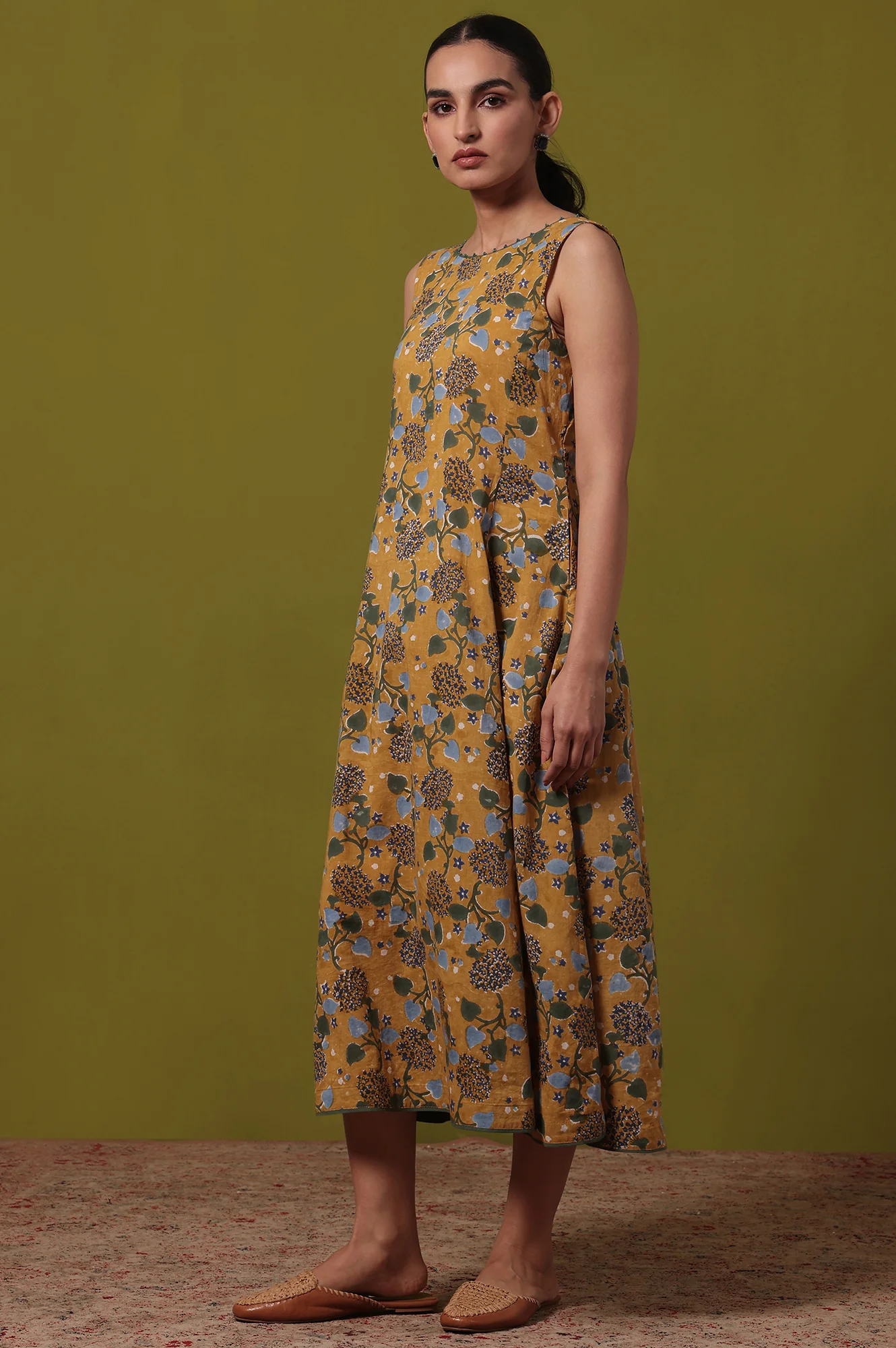 Floral Printed Flared Pure Cotton Dress - Image 4