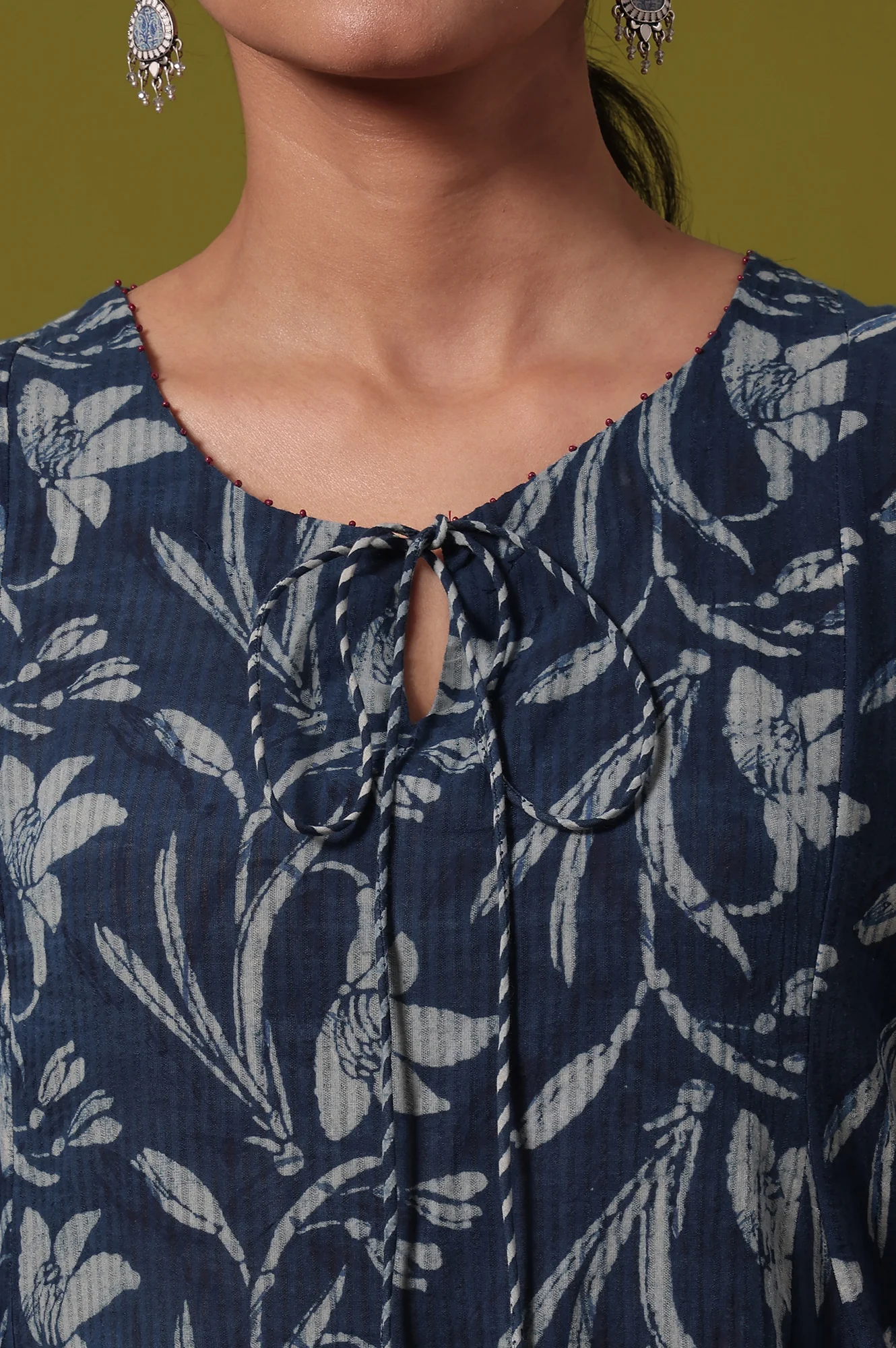 Floral Printed Flared Pure Cotton Kurta - Image 4