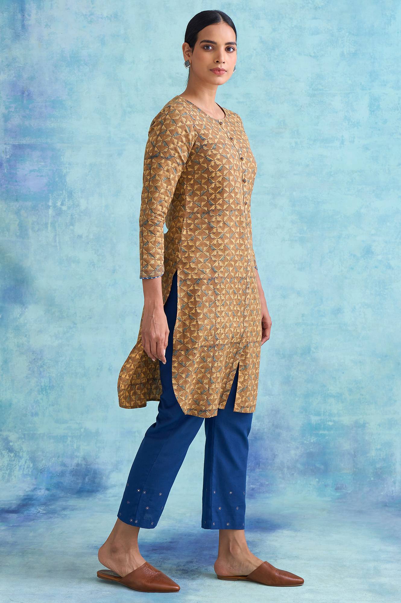 Folksong By W Brown Handblock Print Cotton kurta - Image 4
