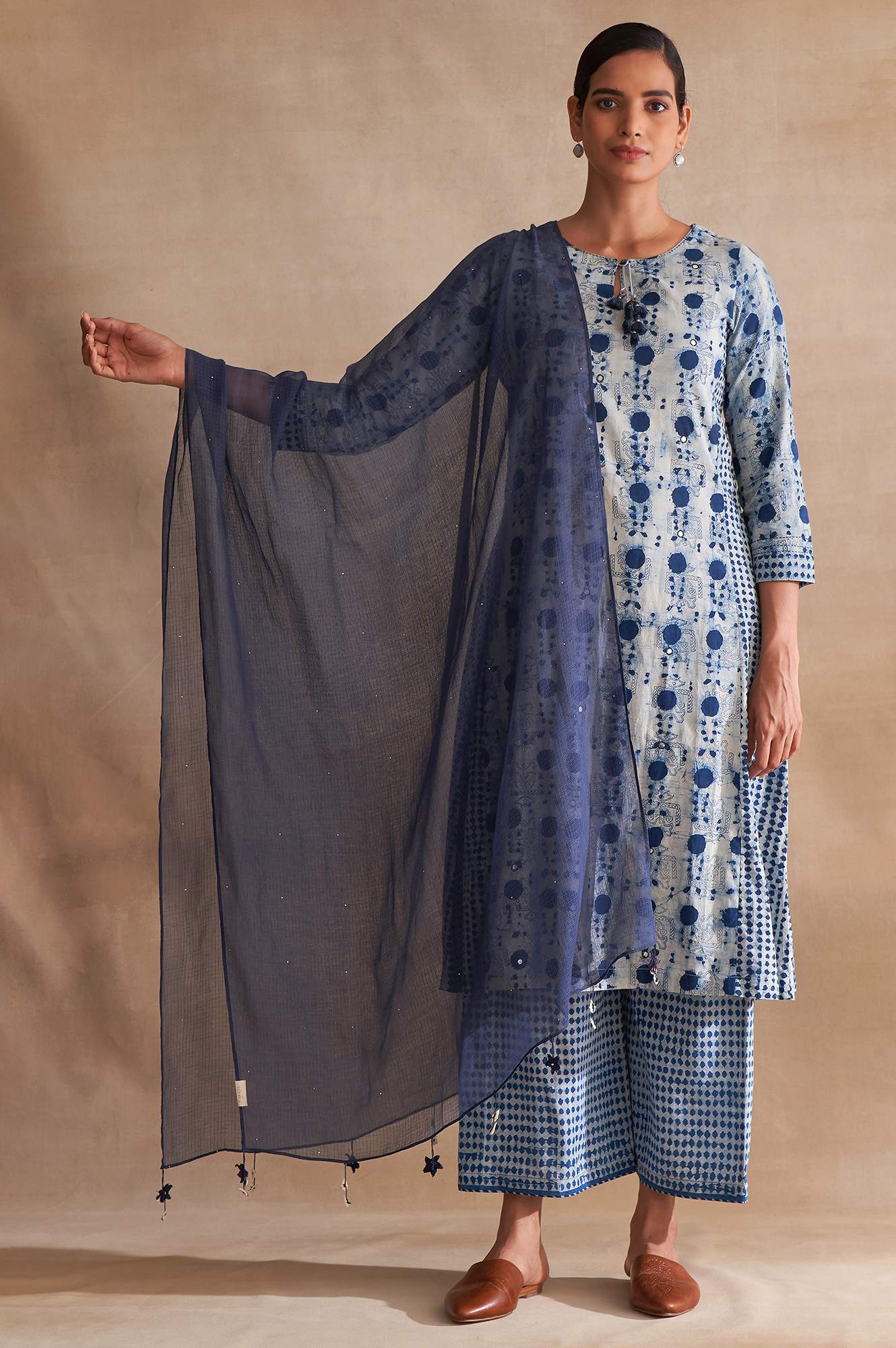Folksong By W Dark Blue Solid Kota Drape - Image 2