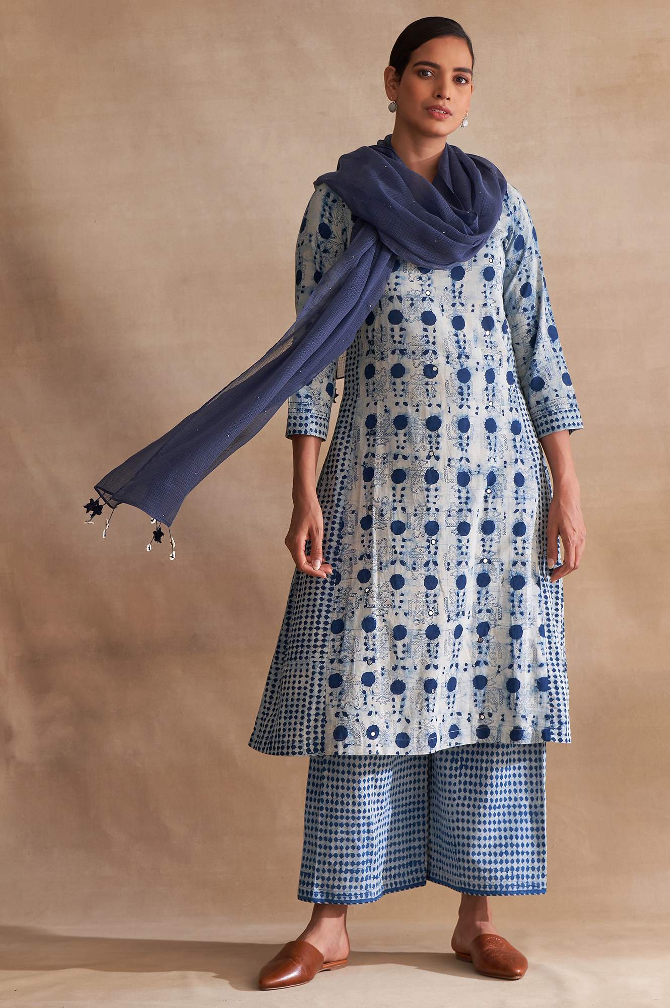 Folksong By W Dark Blue Solid Kota Drape - Image 3
