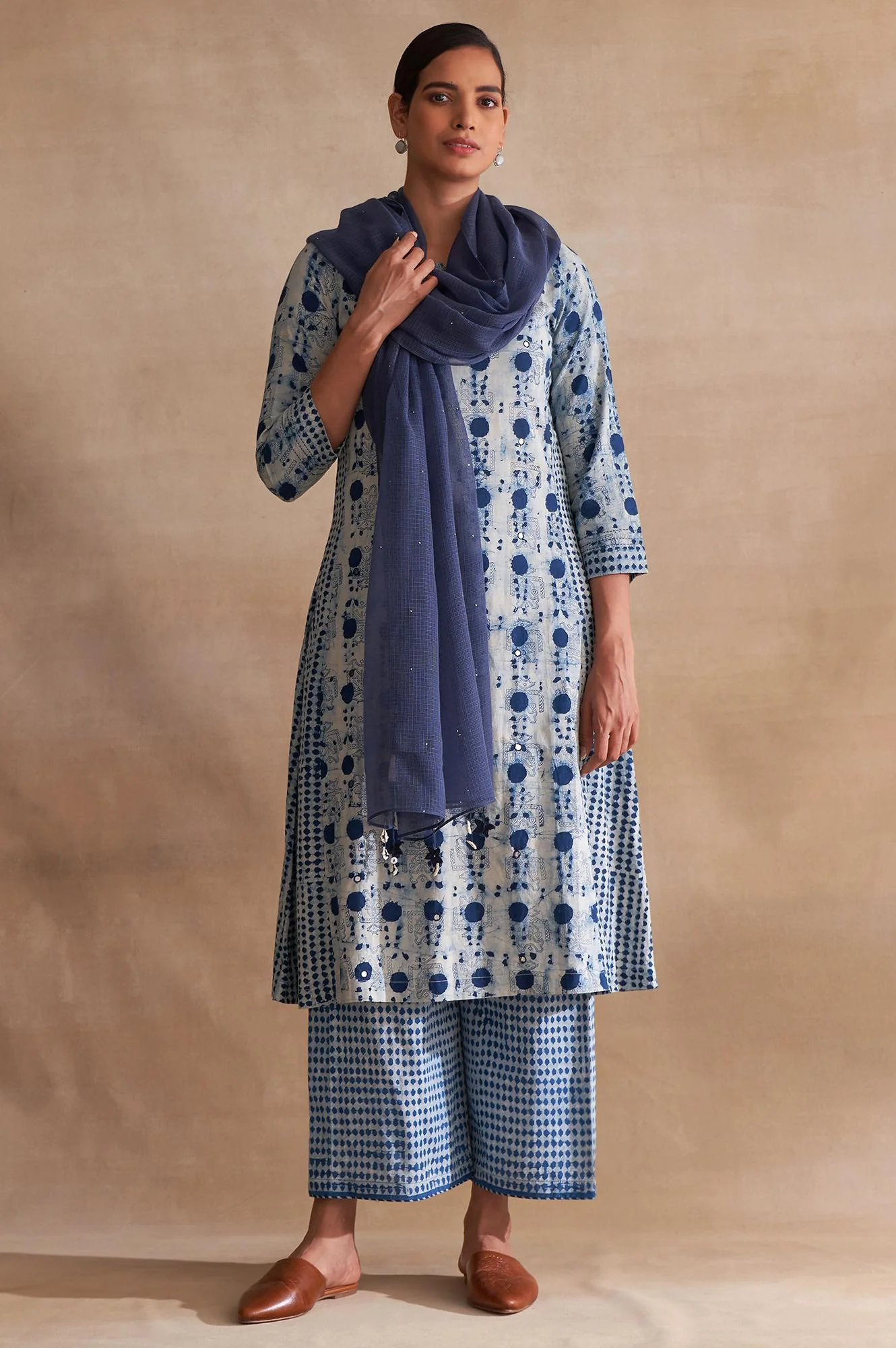 Folksong By W Dark Blue Solid Kota Drape - Image 4