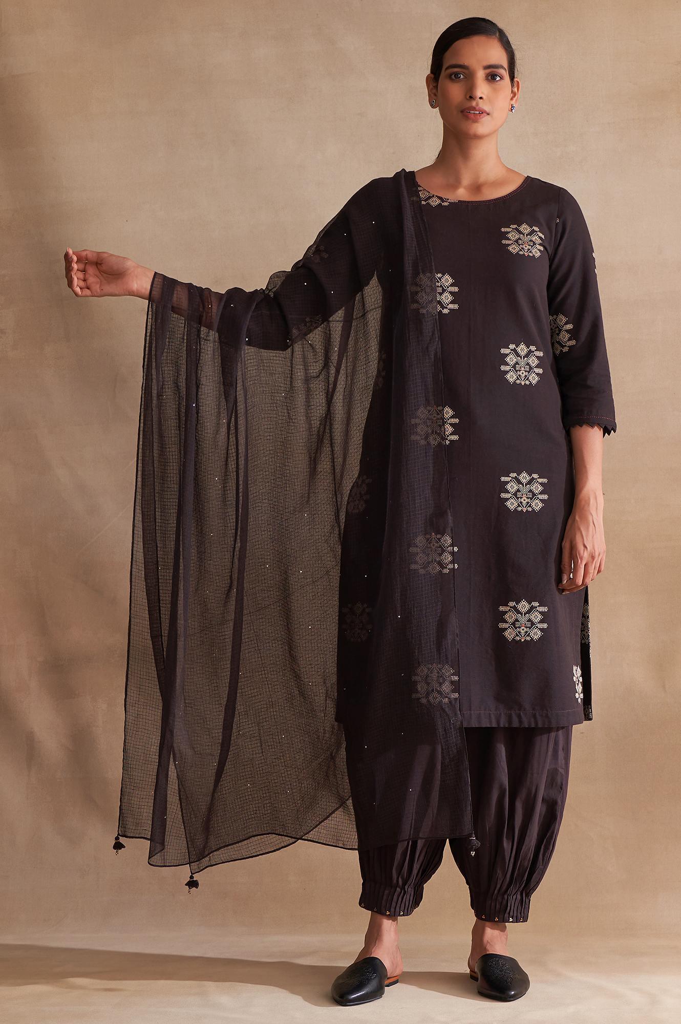 Folksong By W Dark Brown Solid Kota Drape - Image 2
