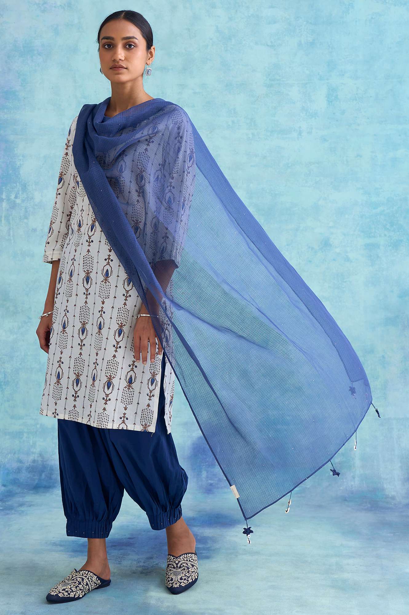 Folksong By W Ecru Handblock Dabu Print kurta - Image 5