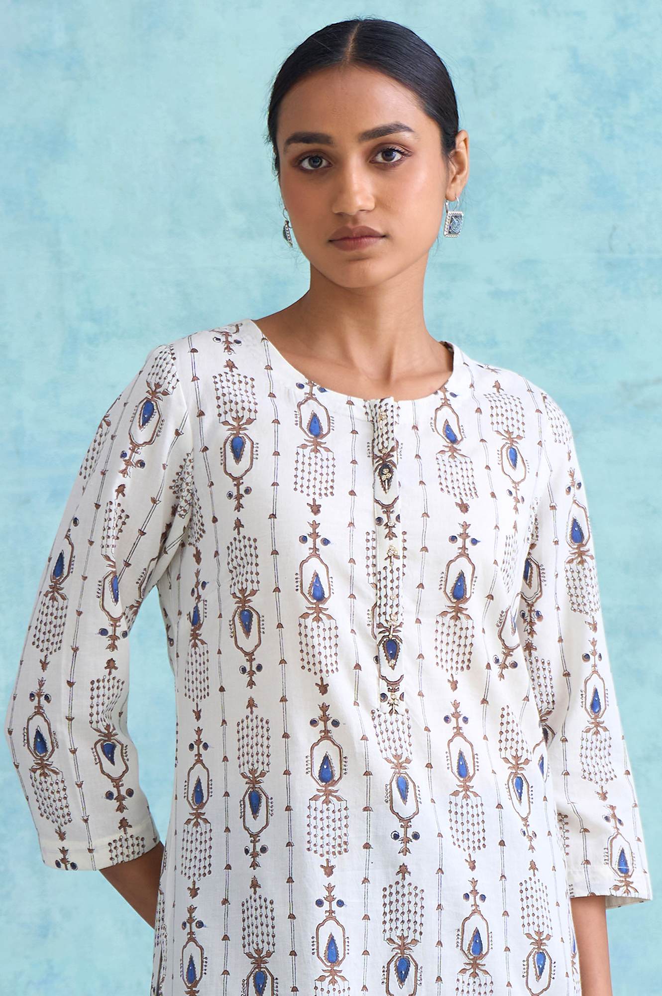 Folksong By W Ecru Handblock Dabu Print kurta - Image 6