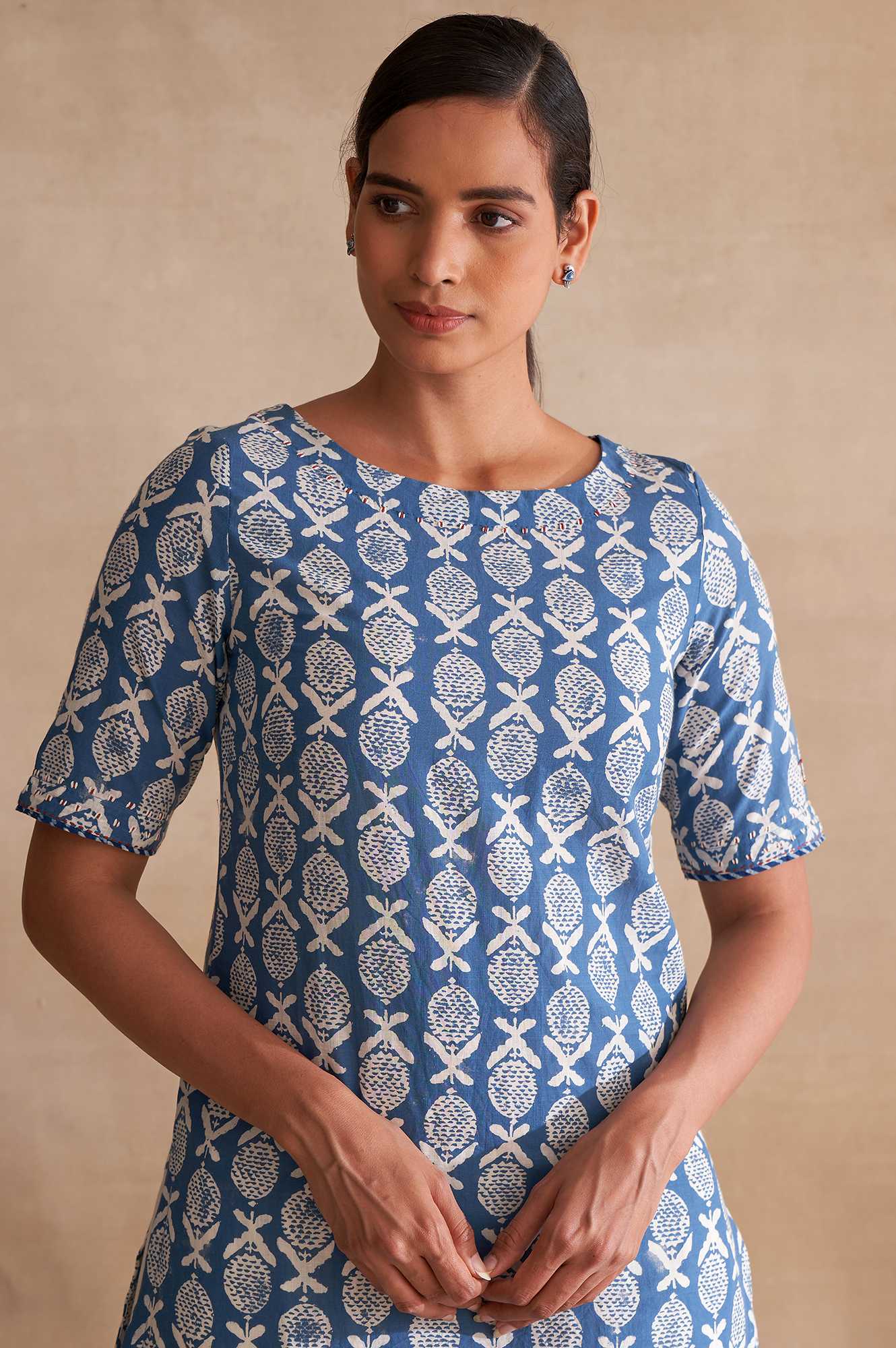 Folksong By W Indigo Handblock Dabu Print kurta - Image 6