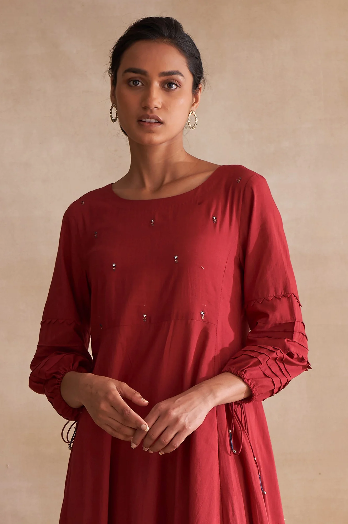Folksong By W Red Longline Voile kurta - Image 5