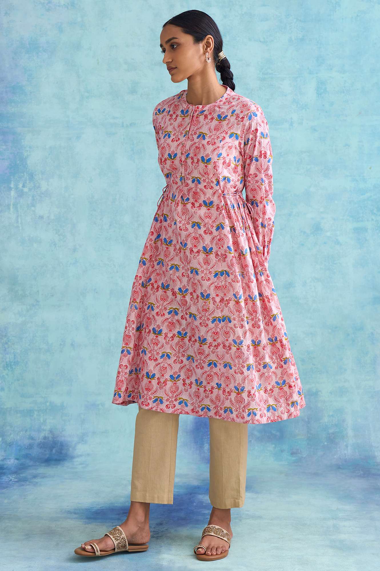 Folksong By W Soft Multicoloured Handblock Print Dress - Image 3