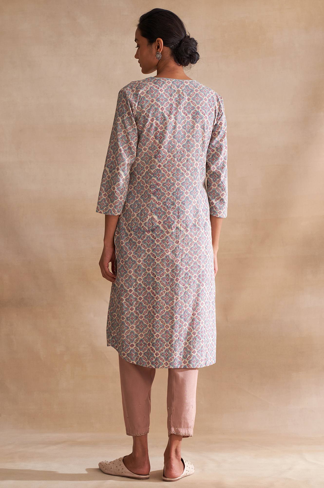 Folksong By W Soft Multicoloured Handblock Print kurta - Image 2