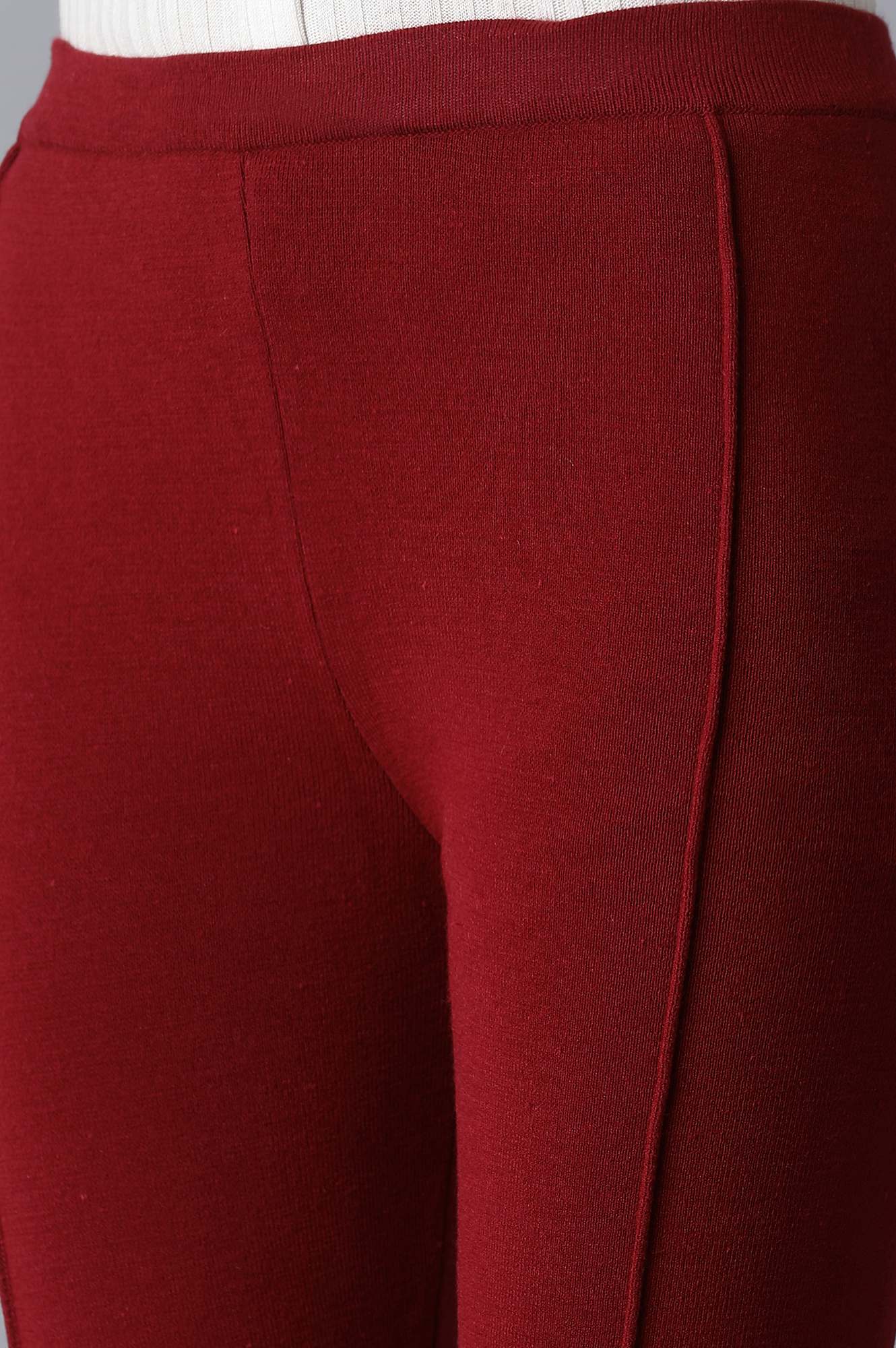 Garnet Red Pintuck Basic Leggings - Image 6