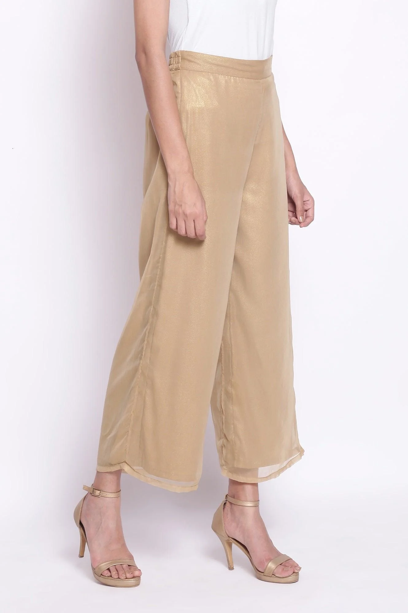 Gold Chiffon Parallel Pants - Image 4