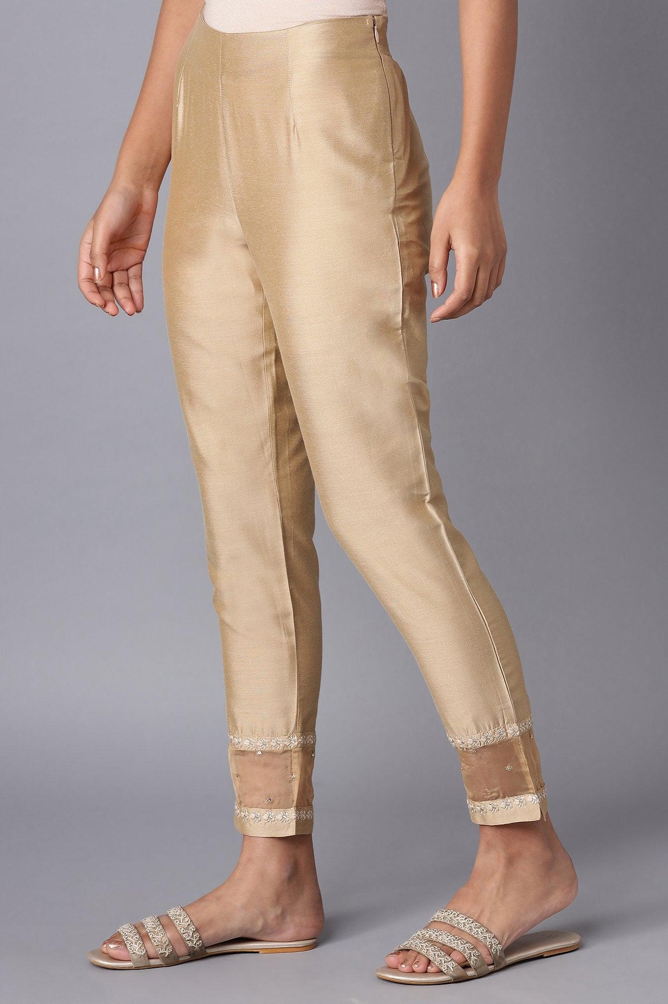 Gold Embroidered Slim Pants - Image 3