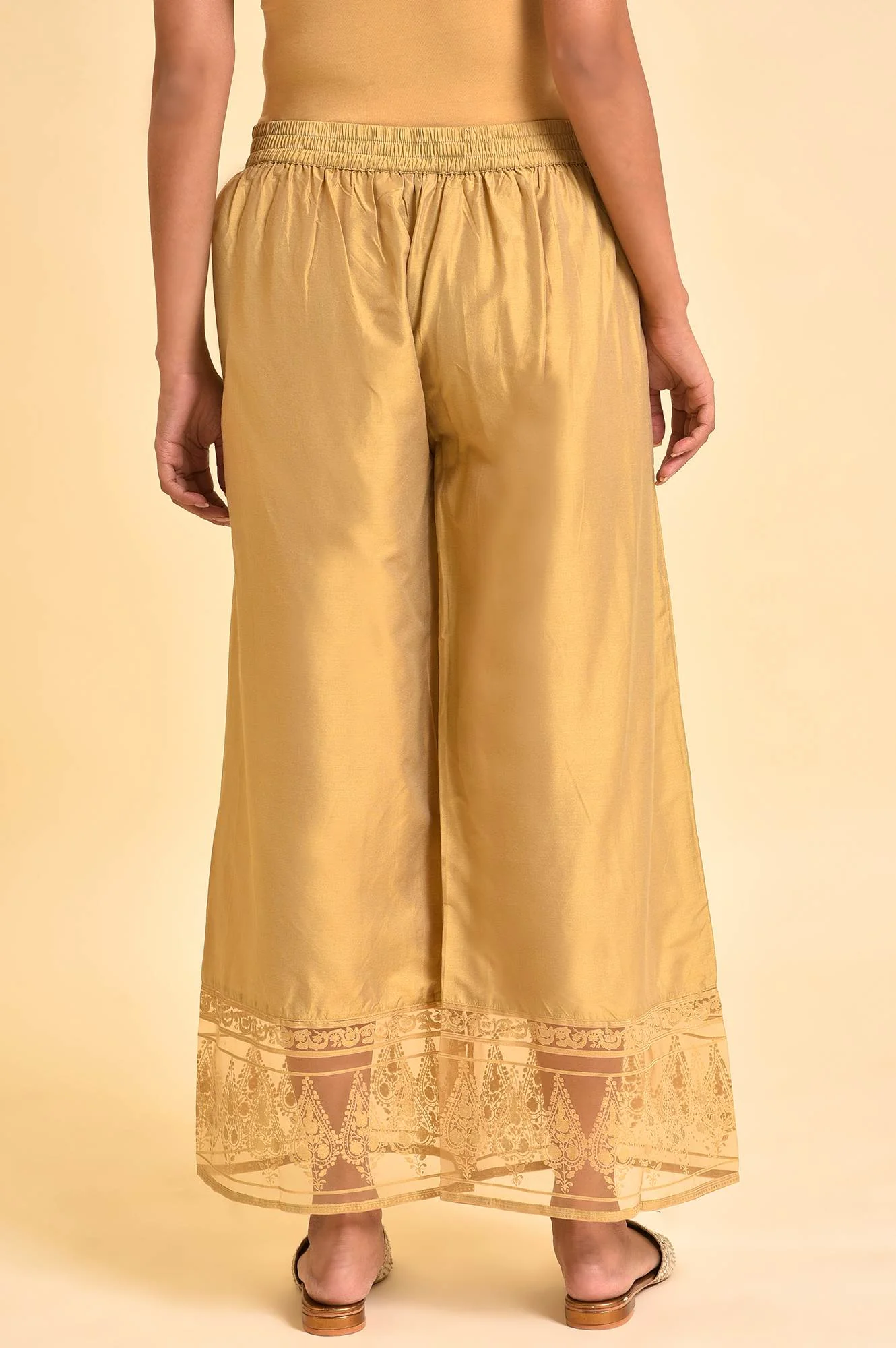 Gold Floral Brasso Wide Leg Parellel Pants - Image 2