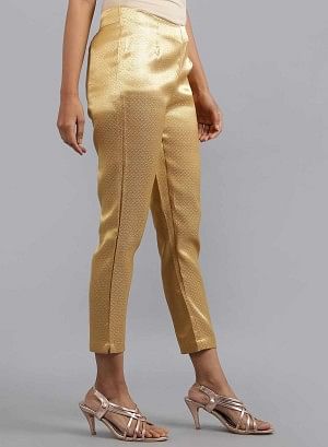 Gold Jacquard Slim Pants - Image 4
