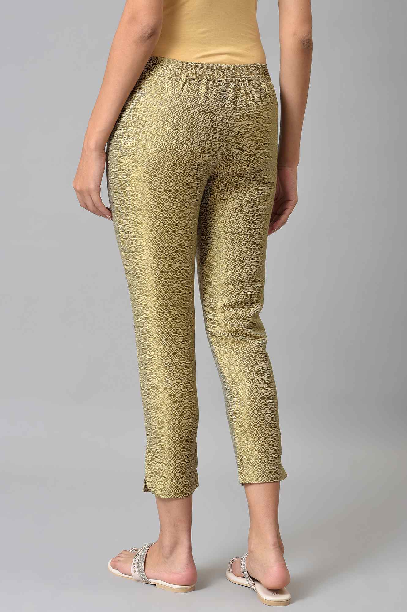 Gold Jacquard Slim Pants - Image 2