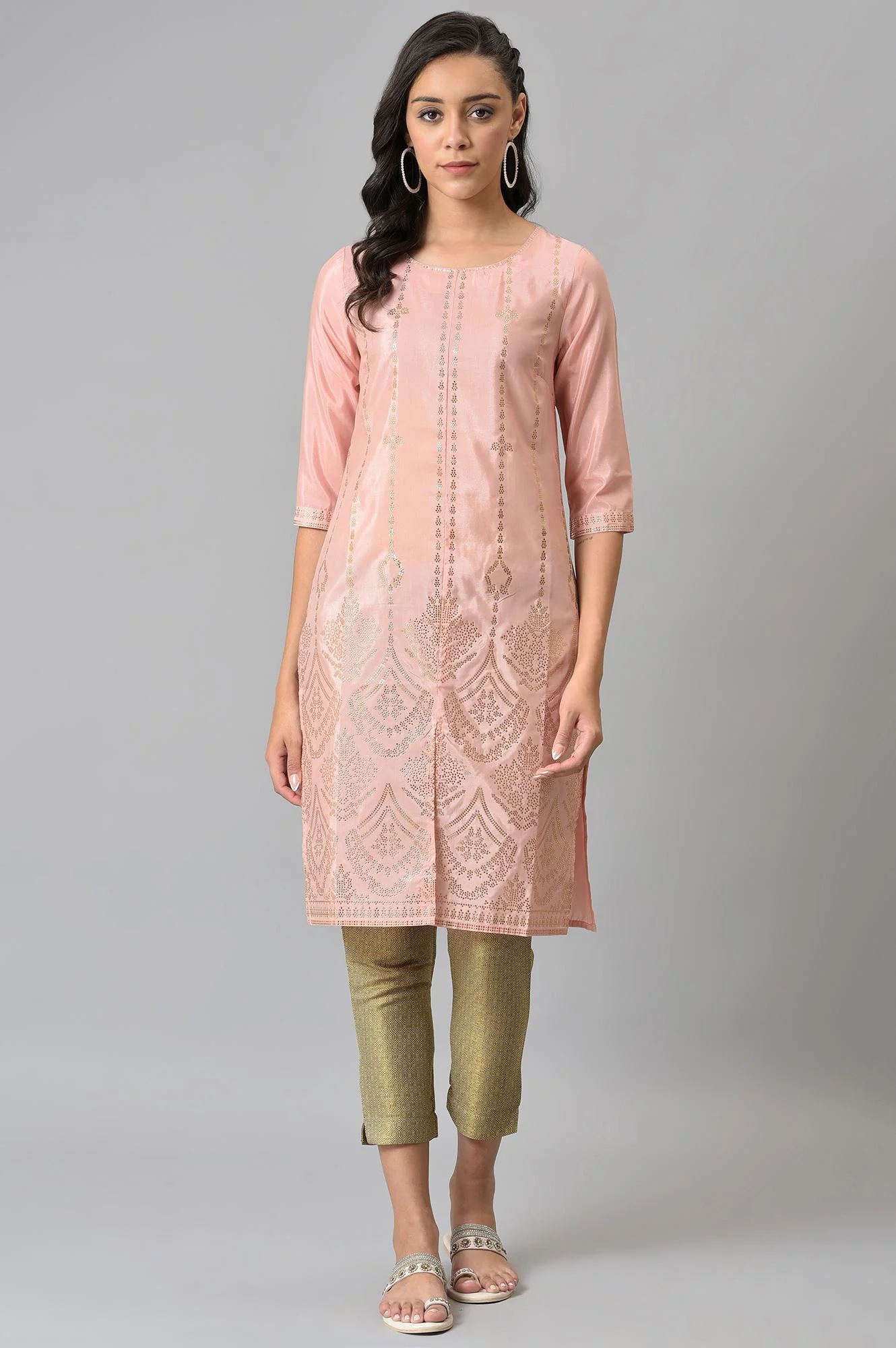 Gold Jacquard Slim Pants - Image 5