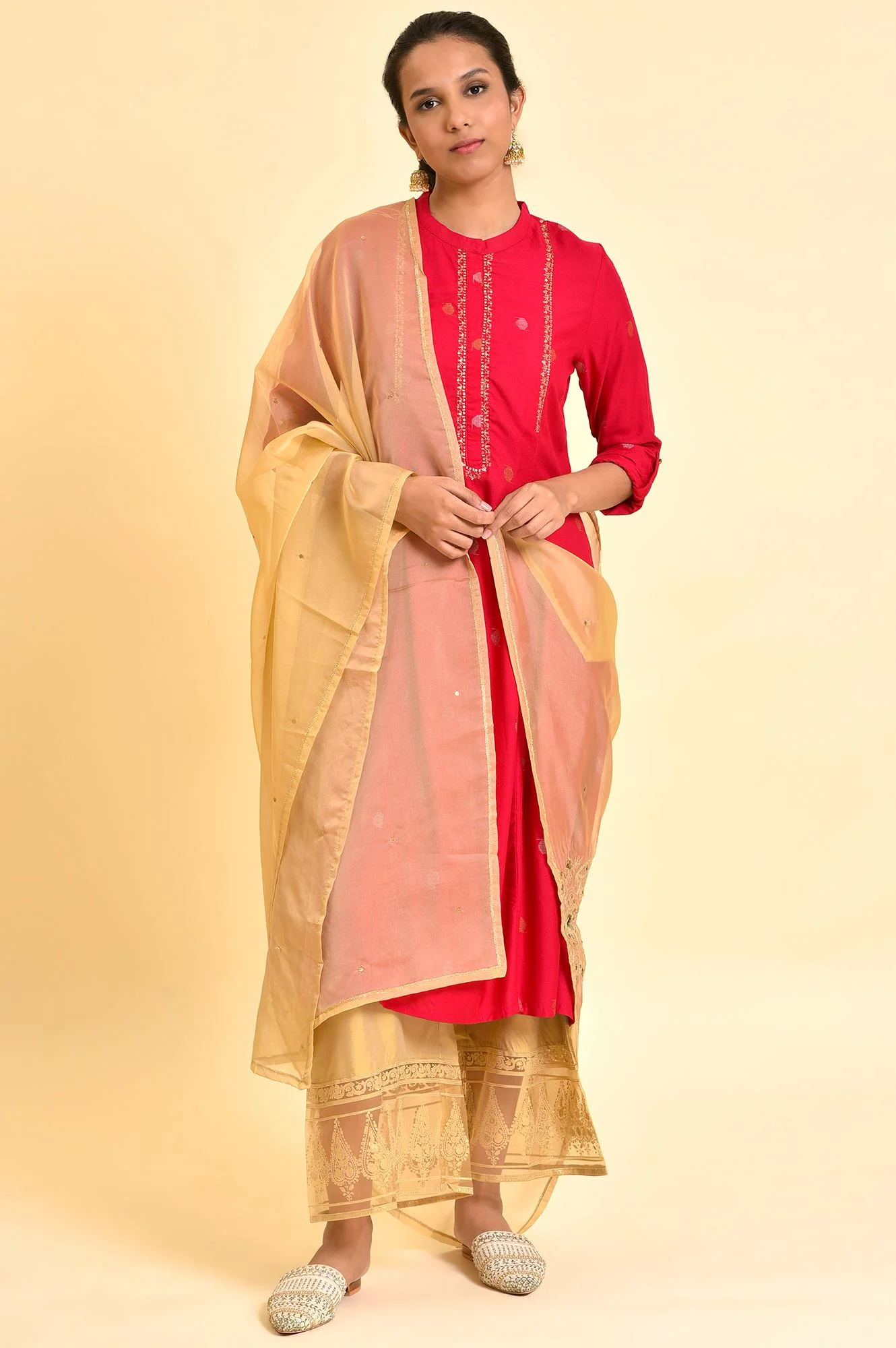 Gold Organza Dupatta - Image 2