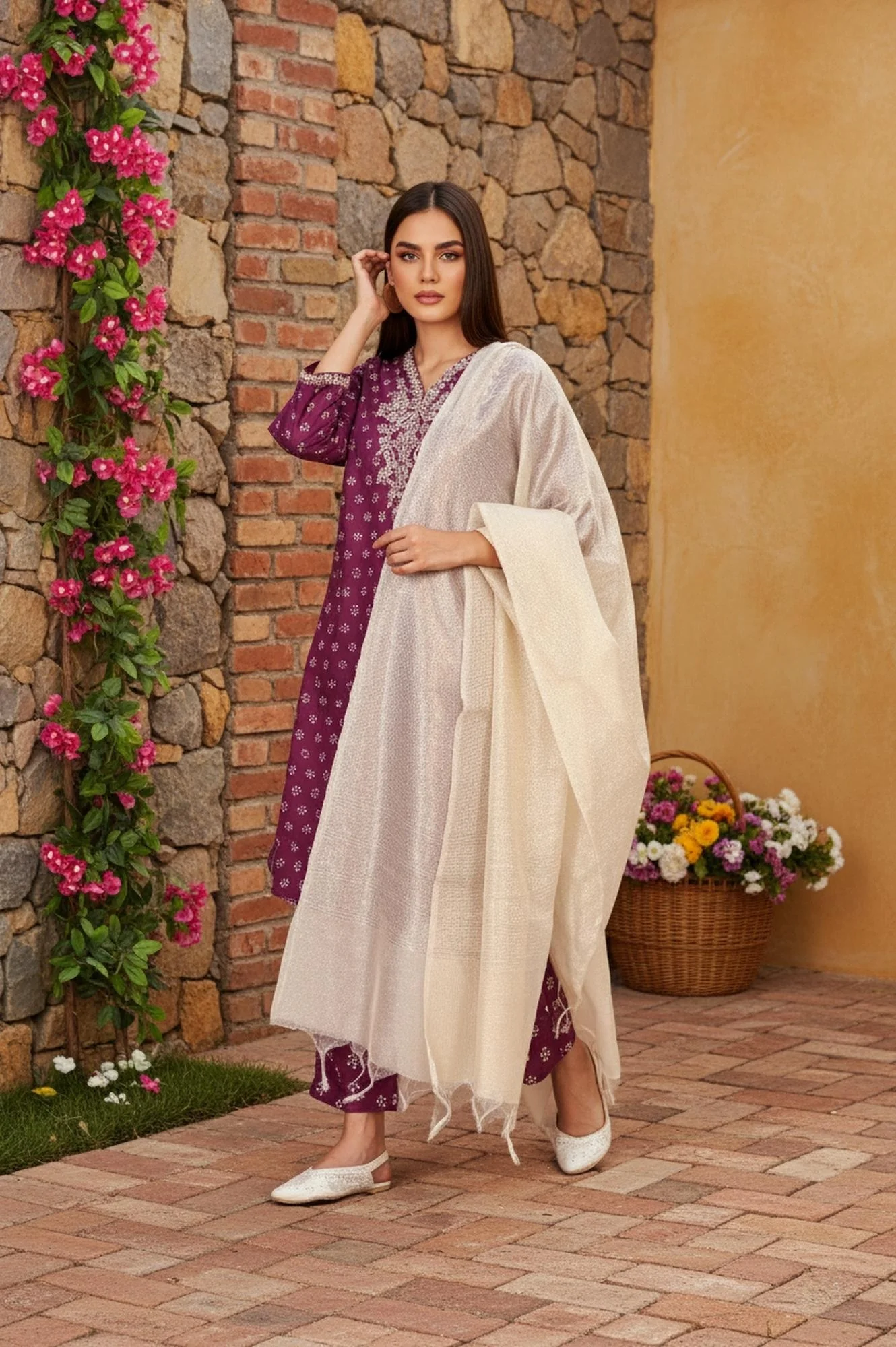 Gold Self-design Solid Zari Work Tissue Dupatta - Image 2