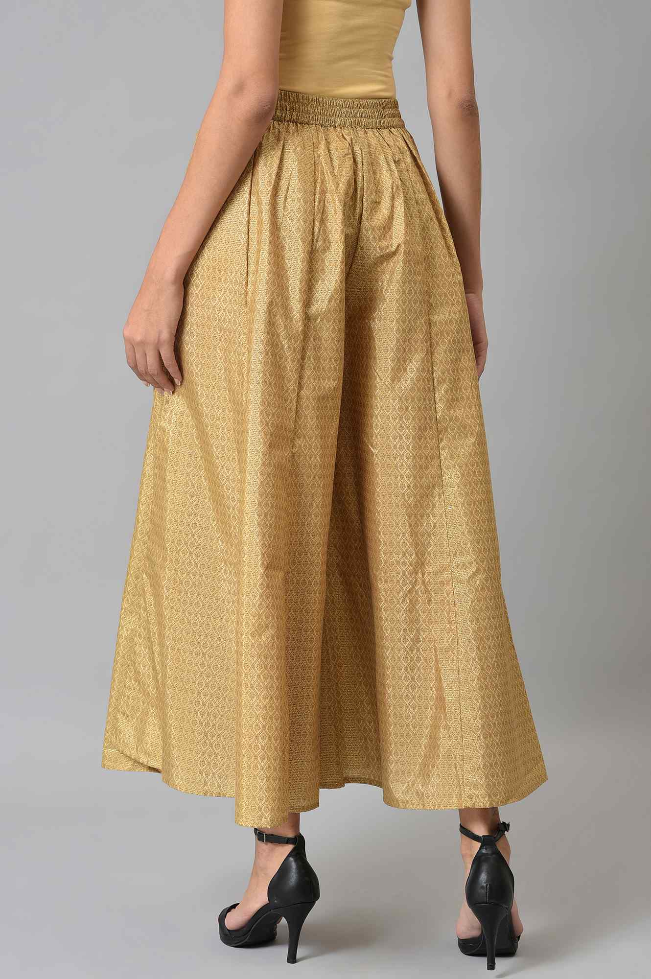 Gold Solid Poly Shantung Culottes - Image 2
